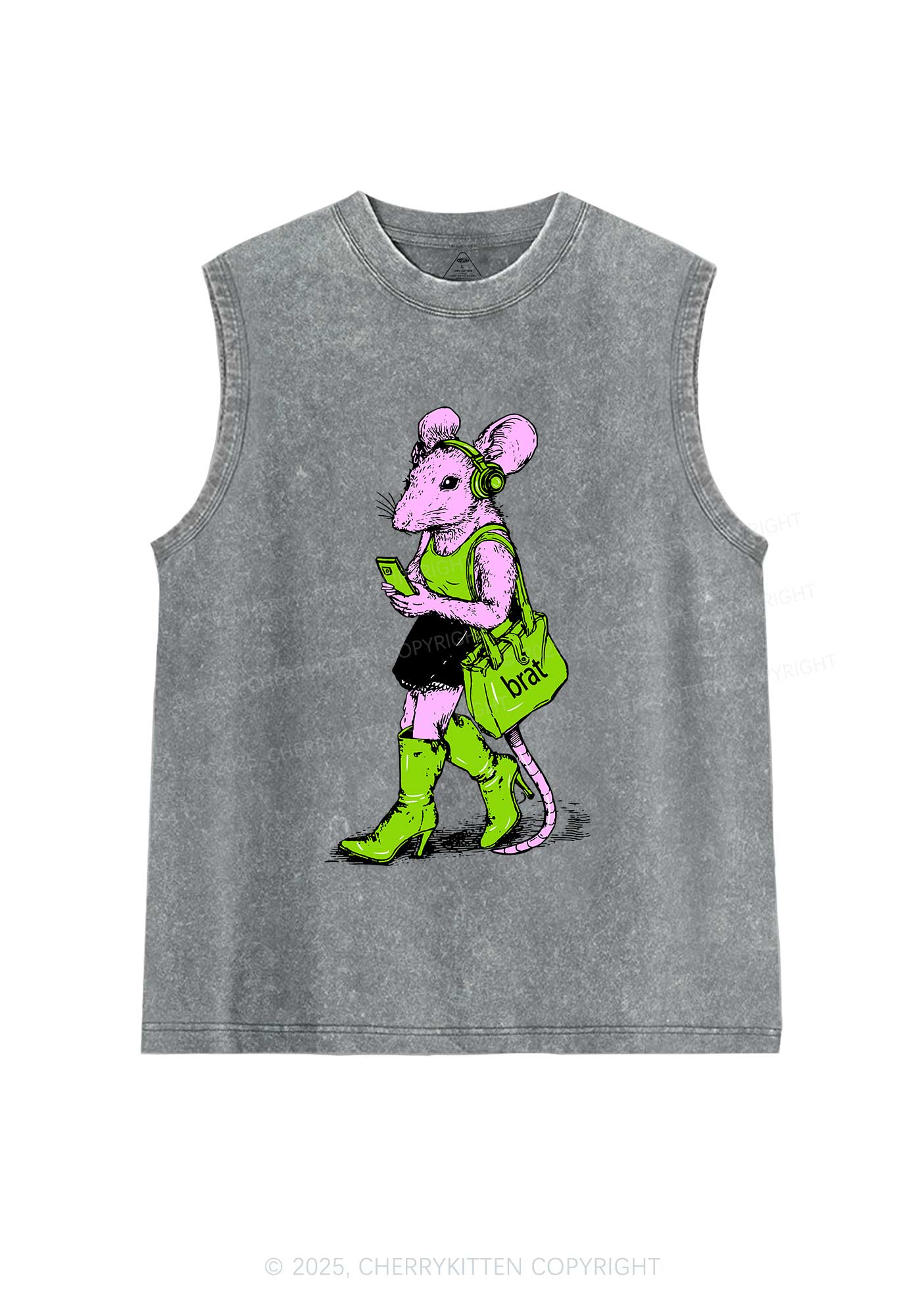 Brat Girl Y2K Washed Muscle Tank Cherrykitten