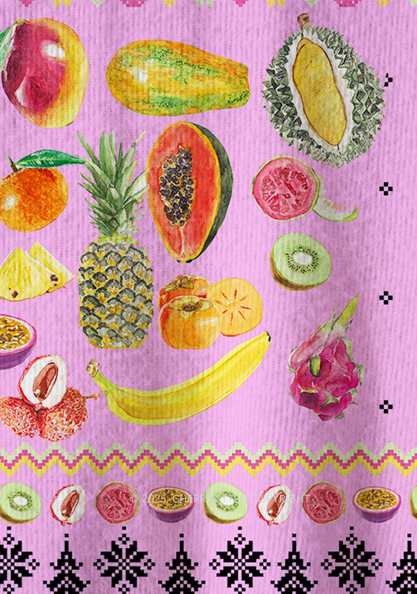 Fruity Y2K Christmas Knit Sweatshirt Cherrykitten