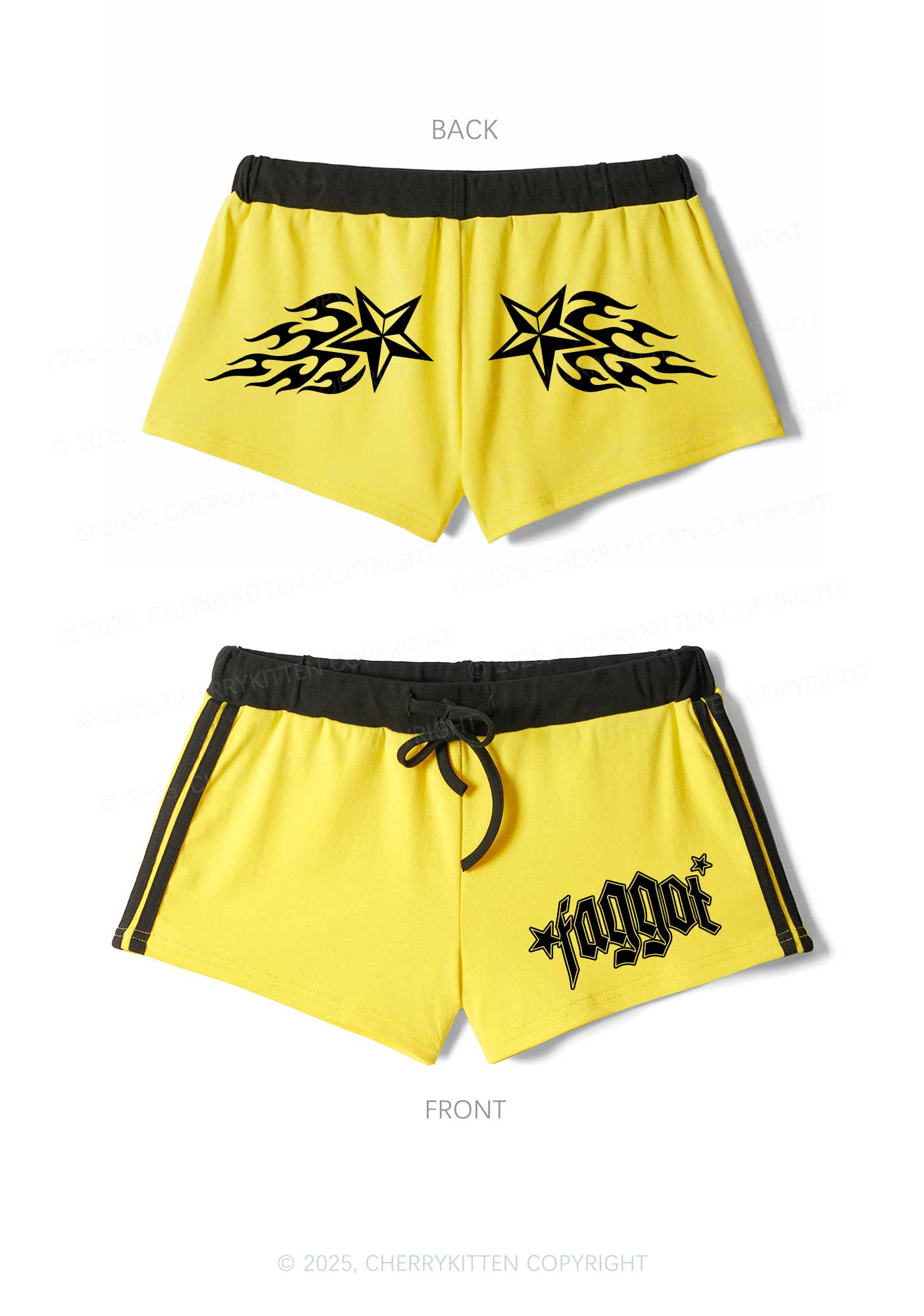 Faggot Star Pride Y2K Drawstring Mini Shorts Cherrykitten