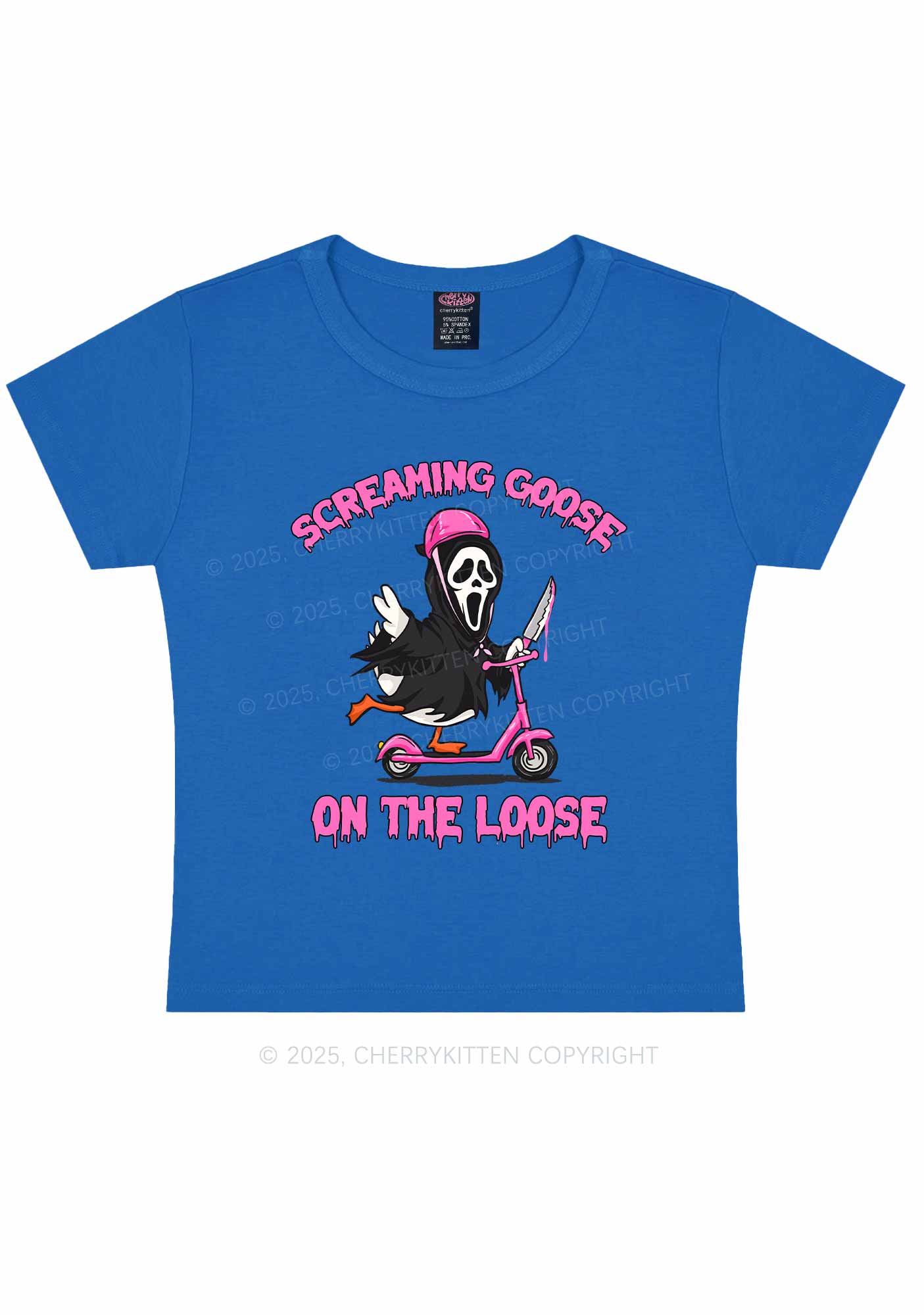 Halloween Screaming Goose On Loose Y2K Baby Tee Cherrykitten