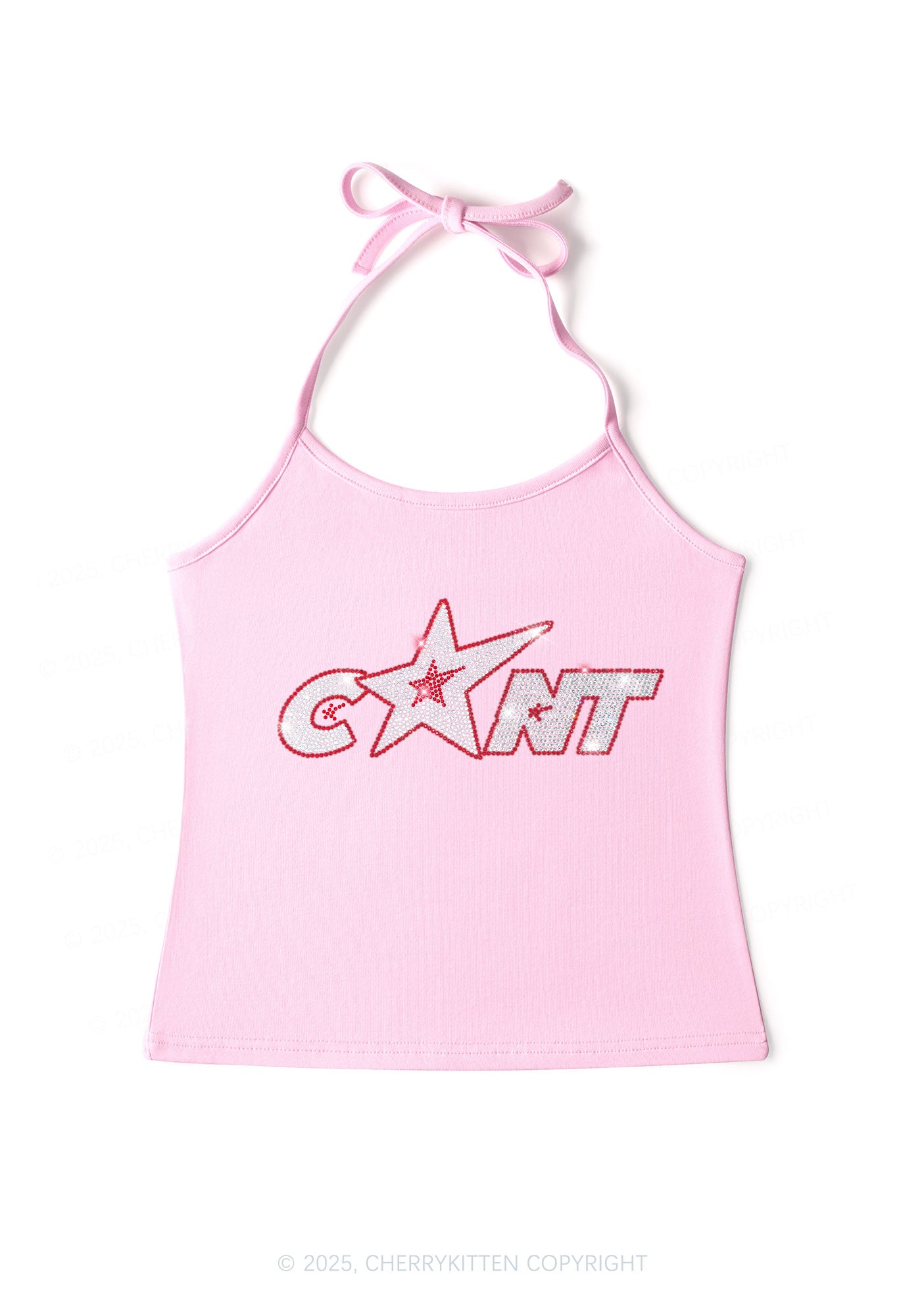 Rhinestone Star Cxxt Y2K Halter Neck Cami Cherrykitten