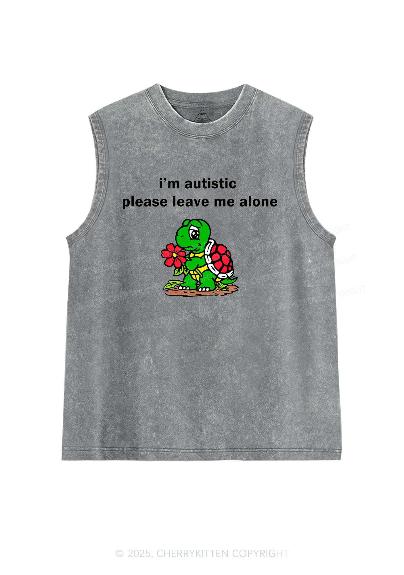 Im Autistic Leave Me Alone Y2K Washed Muscle Tank Cherrykitten