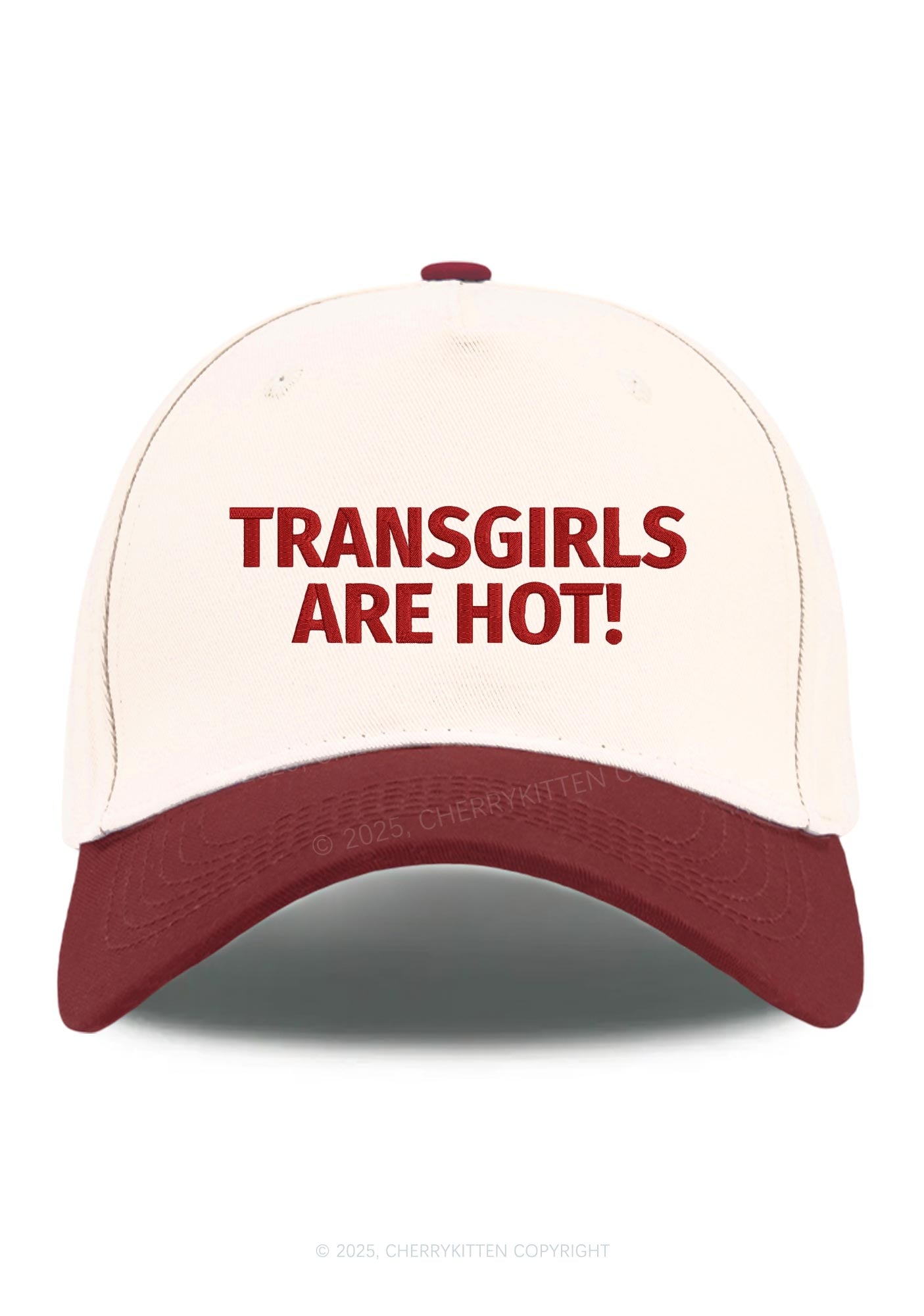 Embroidered Transgirls Are Hot Pride Y2K Color Block Baseball Cap Cherrykitten