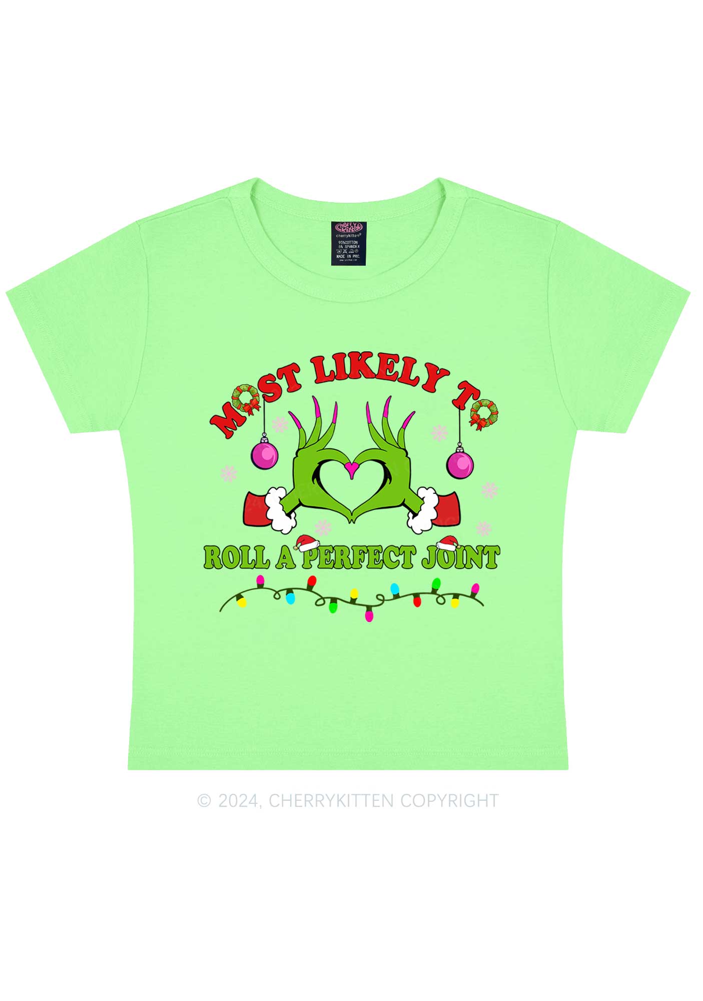 Christmas Most Likely To Custom Text Y2K Baby Tee Cherrykitten