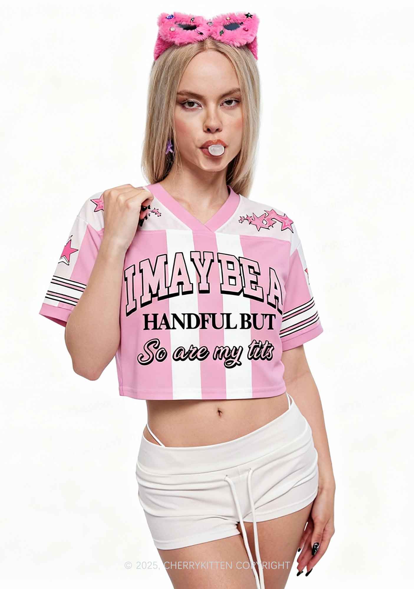 Custom I May Be A Handful Y2K Crop Sport Jersey Shirts Cherrykitten