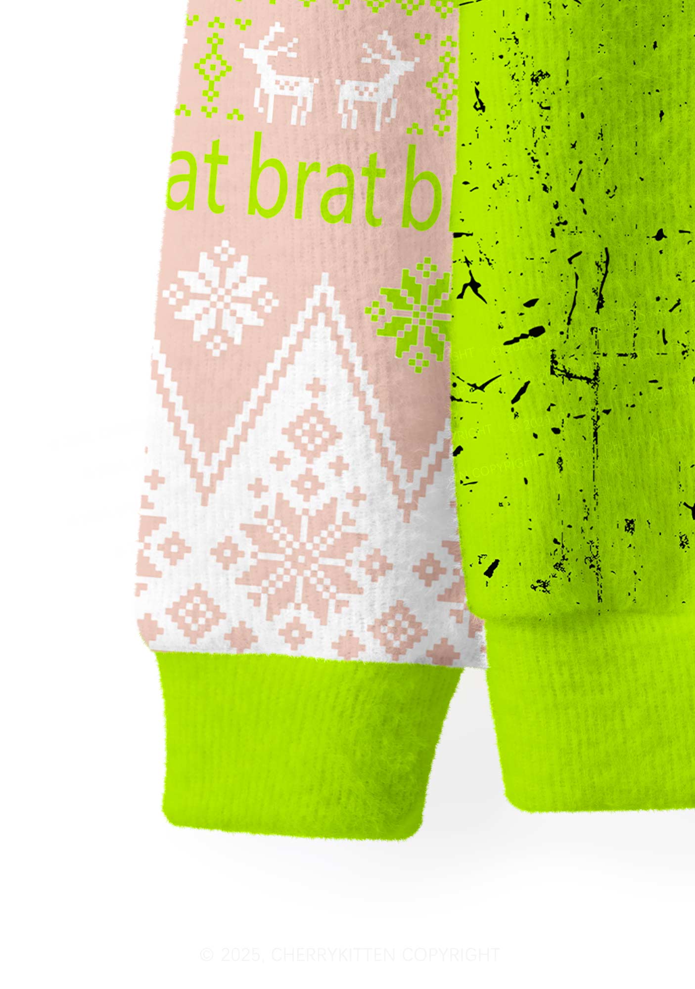 Green Bikini Santa Y2K Christmas Cardigan Knit Sweatshirt Cherrykitten