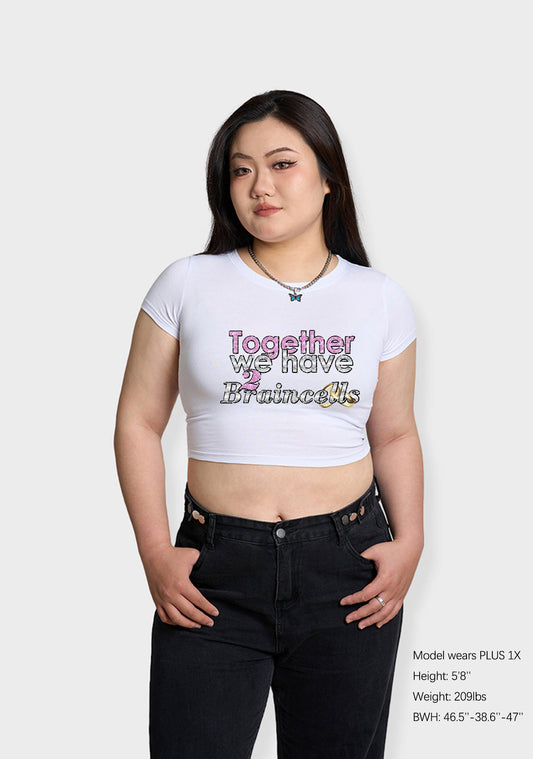 Curvy Together We Have 2 Braincells Baby Tee