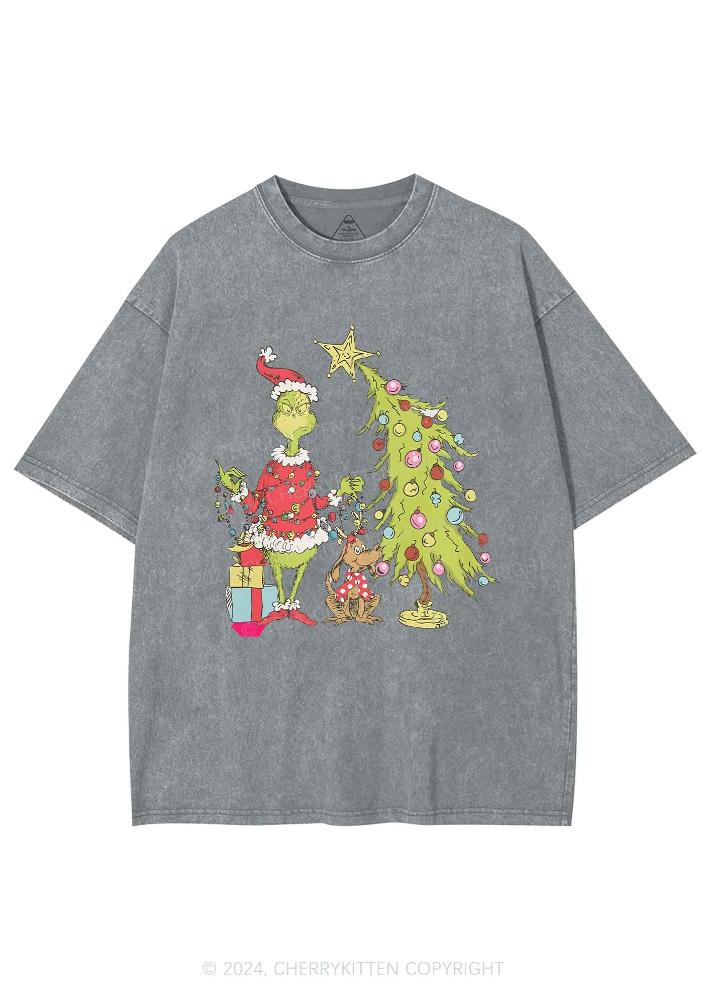 Christmas Tree Gift Y2K Washed Tee Cherrykitten