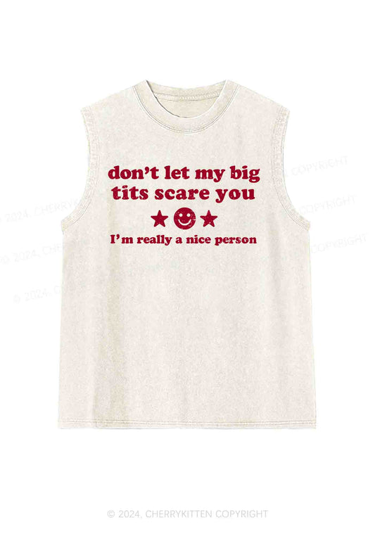 Don't Let My Big Txts Scare You Y2K Washed Tank Cherrykitten