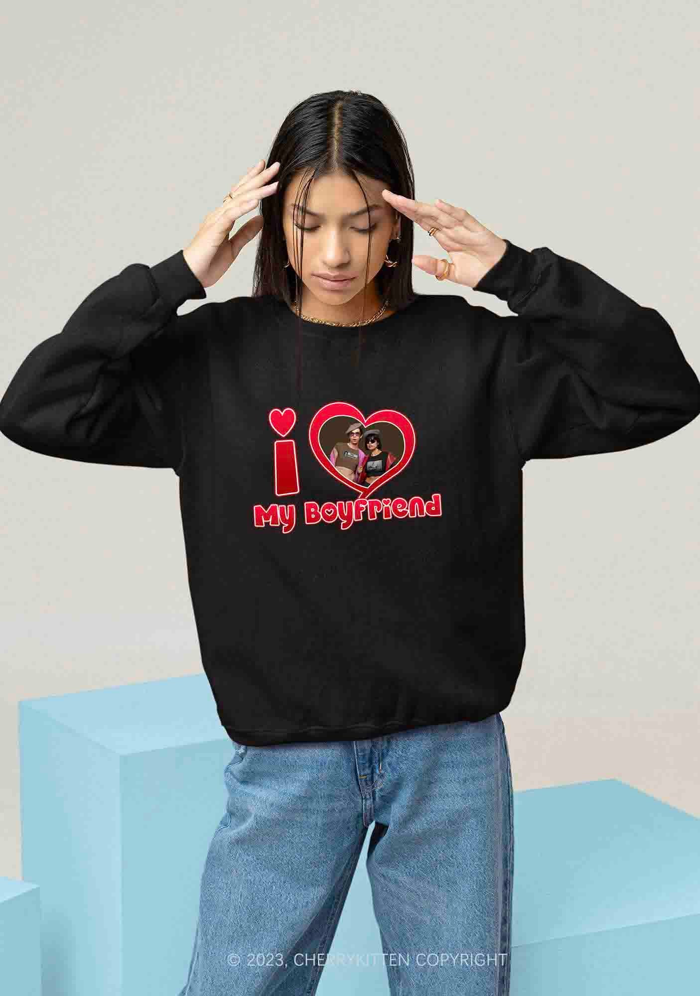 Custom BF&GF Photo Red Heart Y2K Sweatshirt Cherrykitten