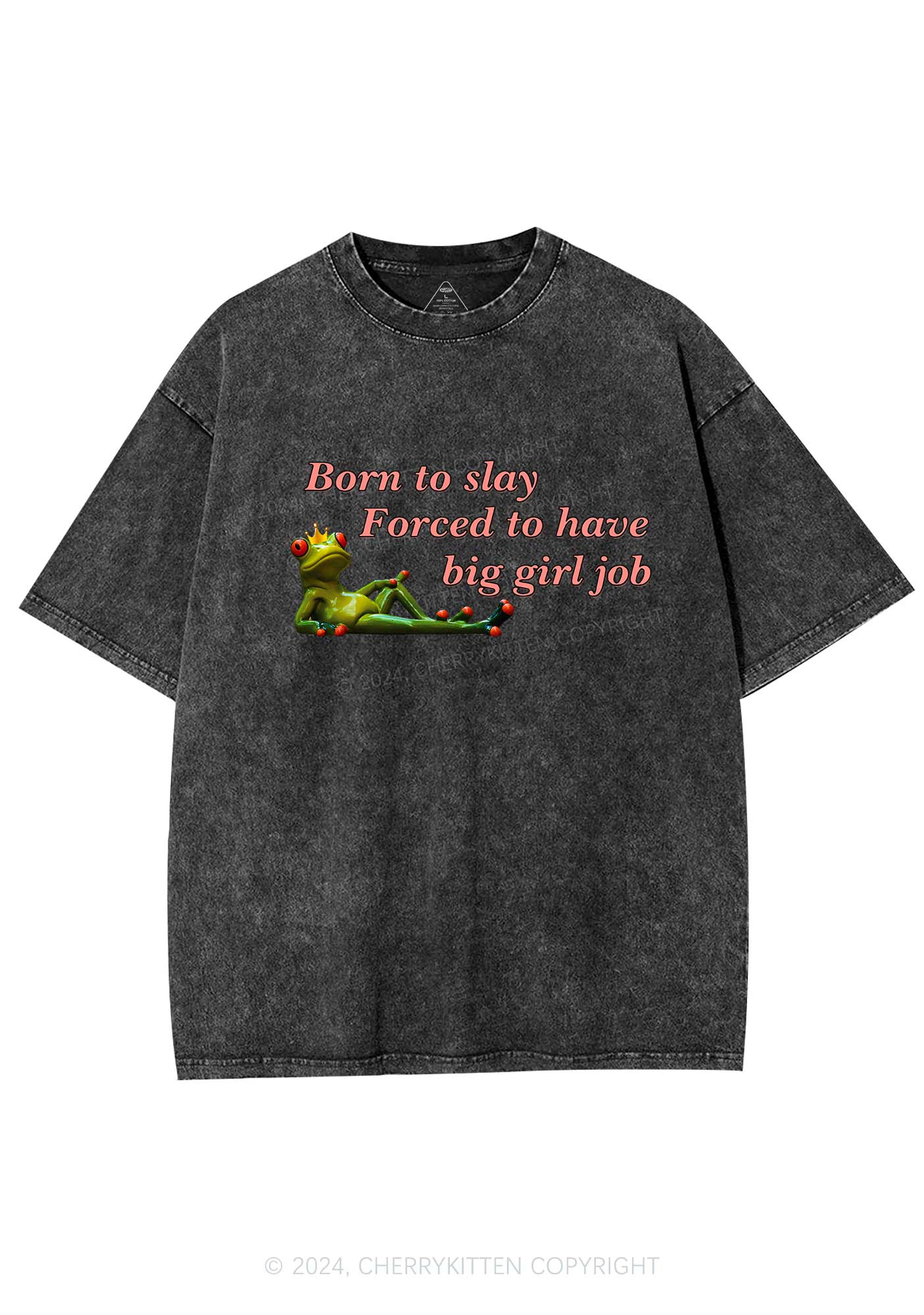 Forced To Have Big Girl Job Y2K Washed Tee Cherrykitten