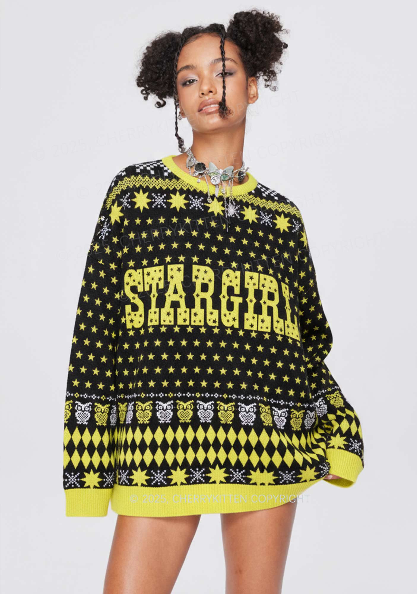 Stargirl Y2K Christmas Knit Sweatshirt Cherrykitten