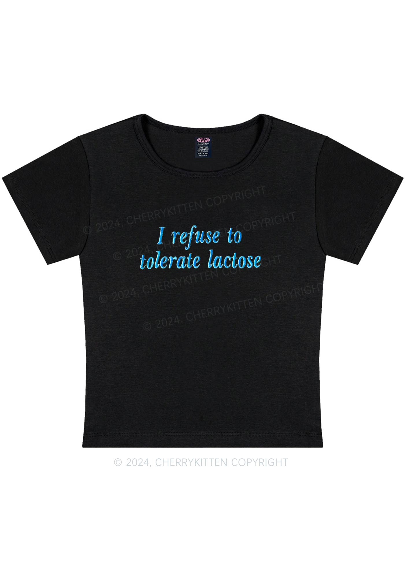 Embroidered Refuse To Tolerate Lactose Y2K Baby Tee Cherrykitten