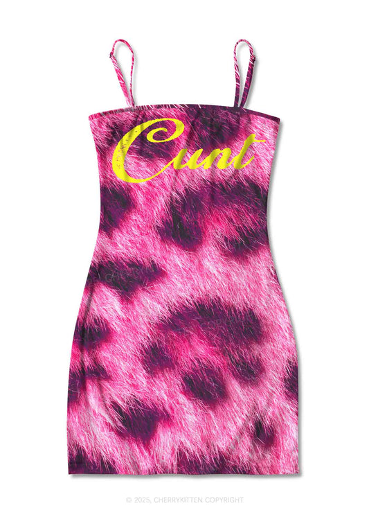 Pink Leopard Cxxt Y2K Print Slip Dress Cherrykitten