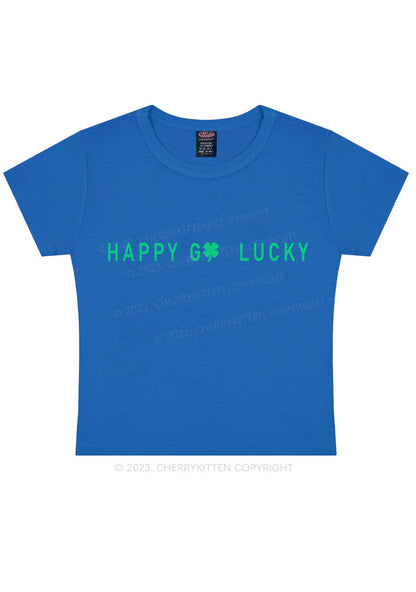 Happy Go Lucky St Patricks Y2K Baby Tee Cherrykitten