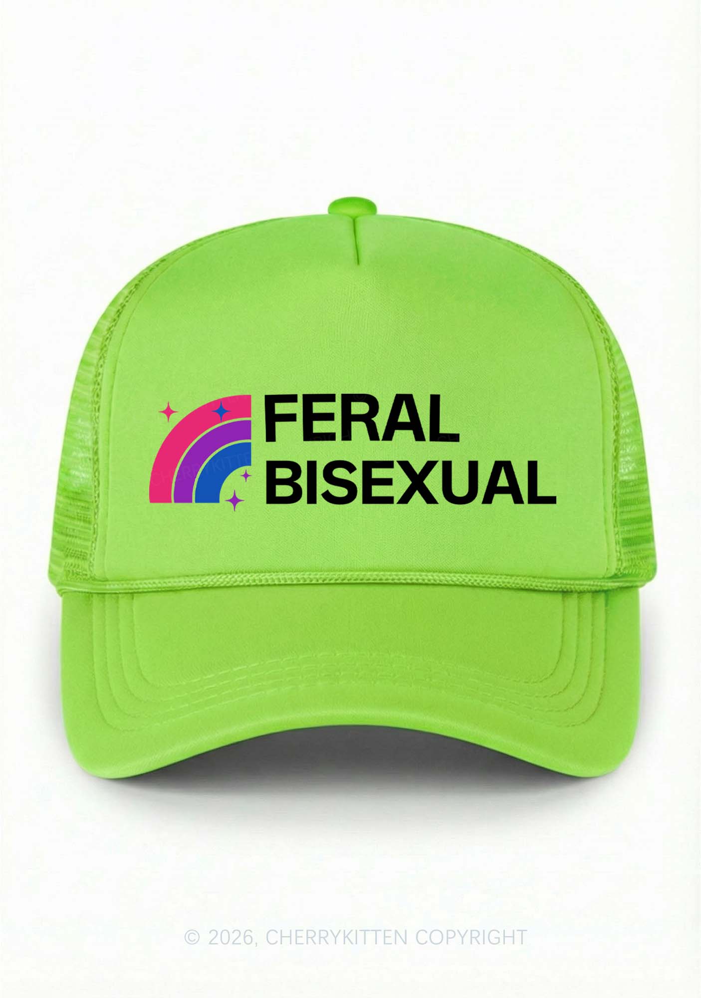 Feral Bisexual Pride Y2K Trucker Hat Cherrykitten