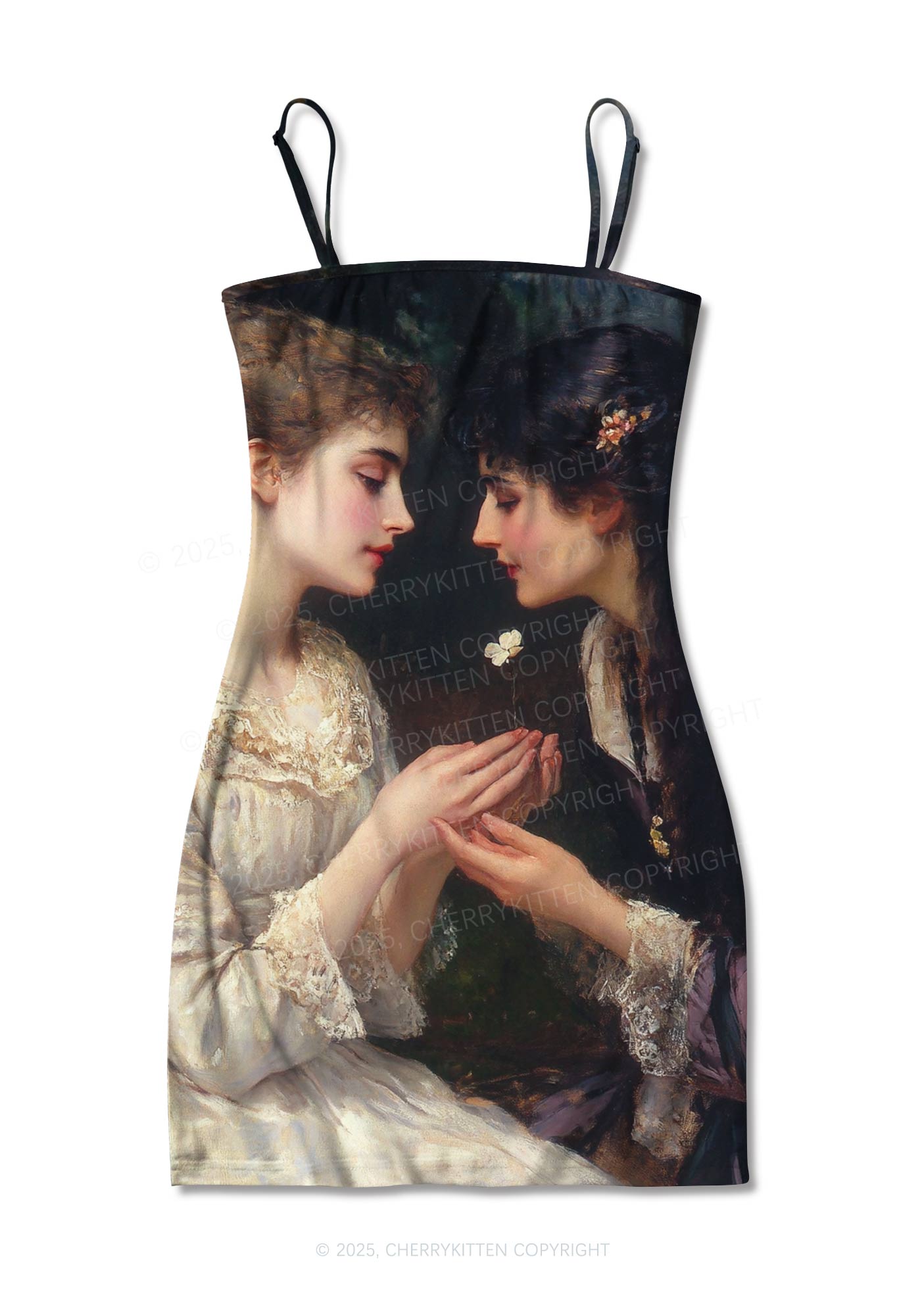 Victorian Sapphic Y2K Print Slip Dress Cherrykitten
