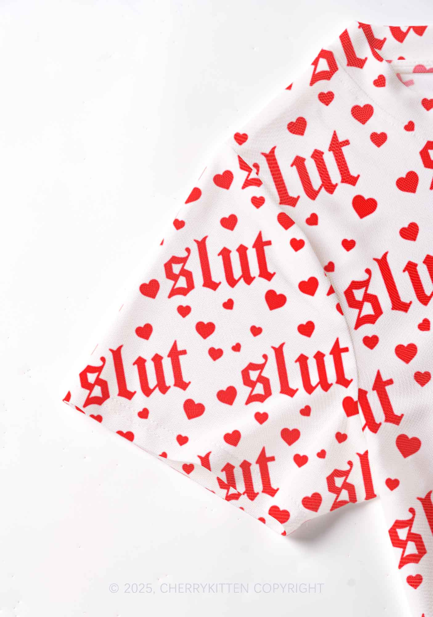 Slxt Red Heart Y2K Mesh Crop Top Cherrykitten