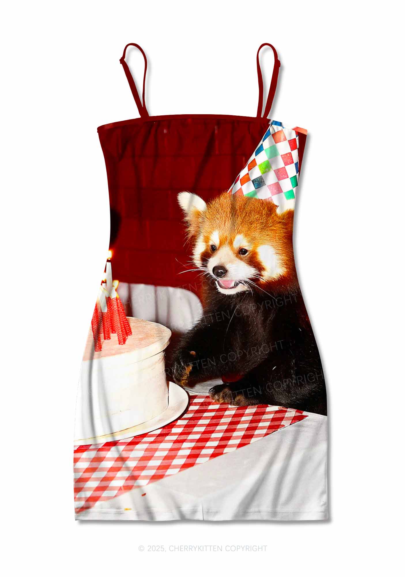 Birthday Cake Raccoon Y2K Print Slip Dress Cherrykitten