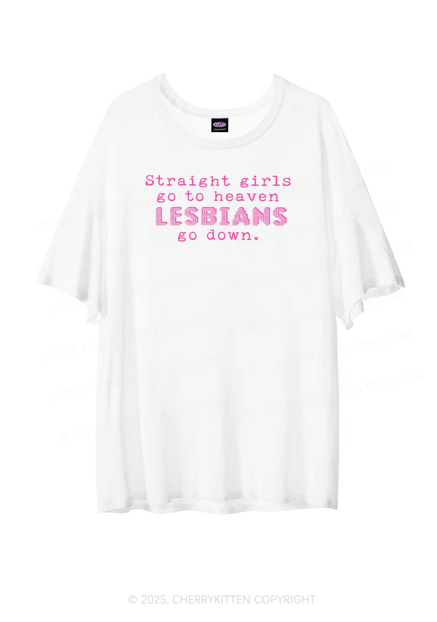Lesbians Go Down Pride Y2K Sheer Boyfriend Tee Cherrykitten