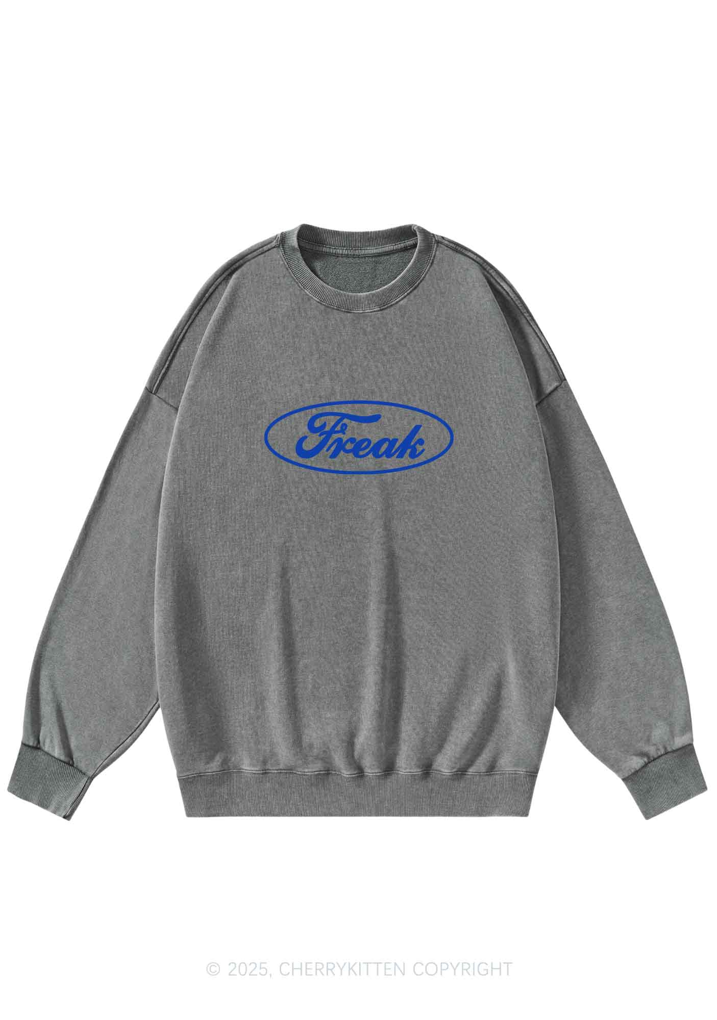 Oval Freak Y2K Washed Sweatshirts Cherrykitten