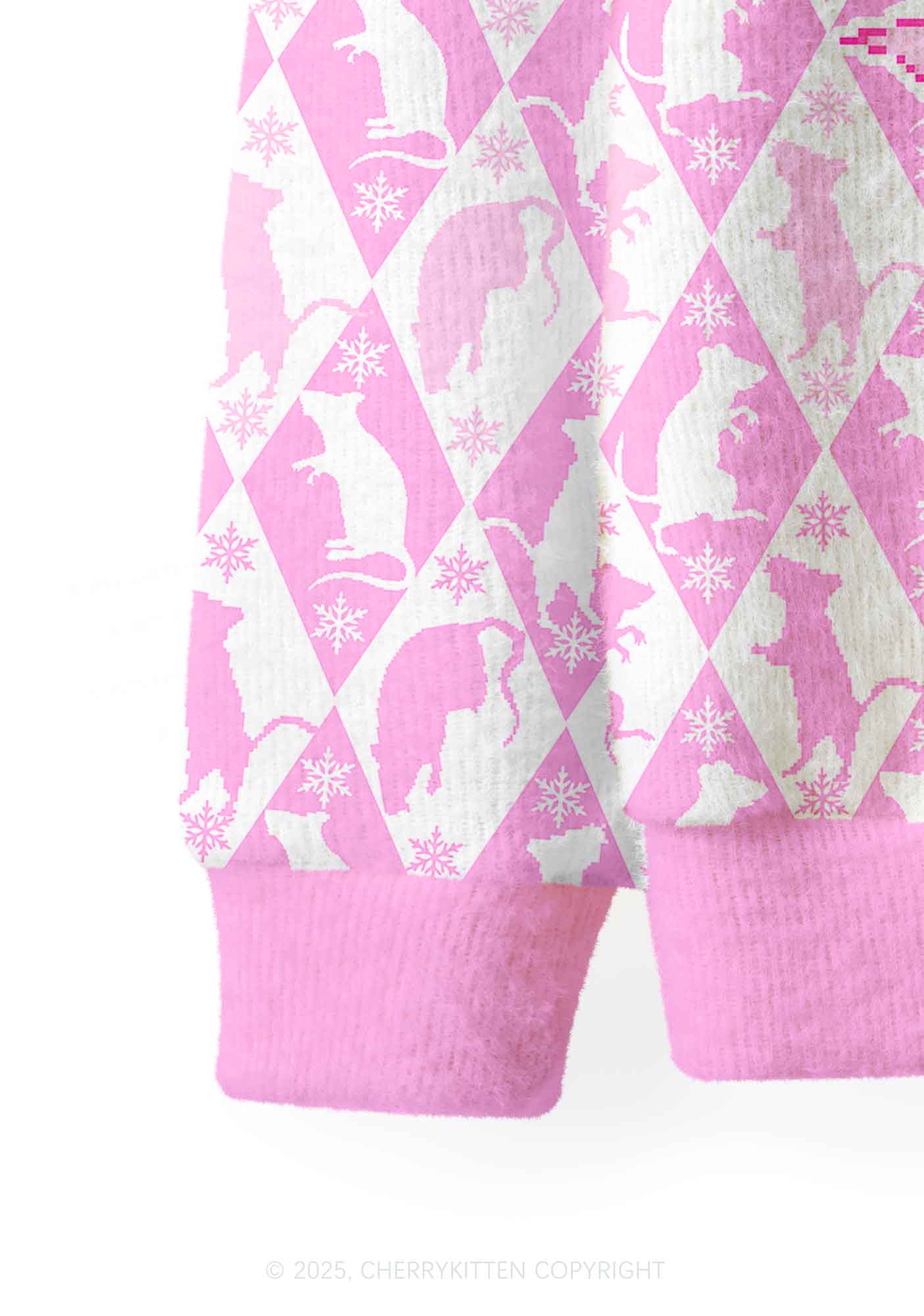 Sweet Pink Ratz Y2K Christmas Cardigan Knit Sweatshirt Cherrykitten