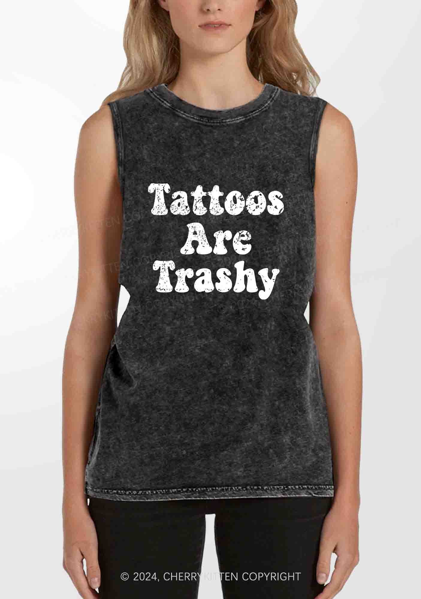 Tattoos Are Trashy Y2K Washed Tank Cherrykitten