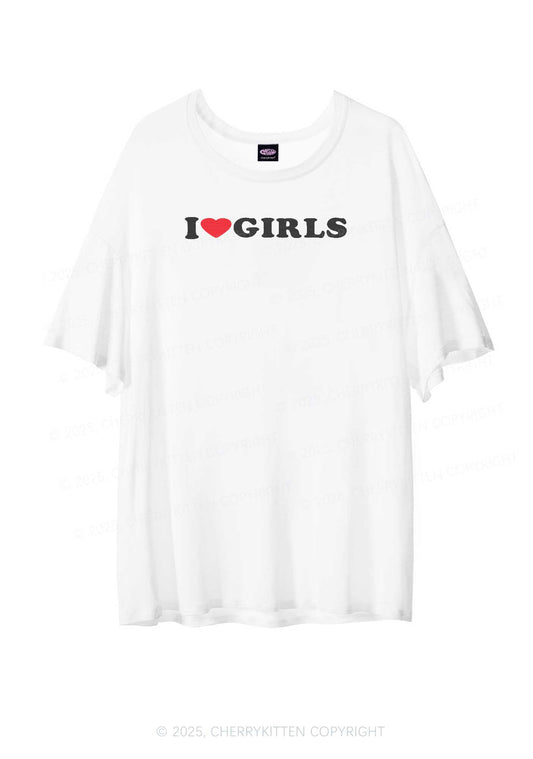I Love Girls Pride Y2K Sheer Boyfriend Tee Cherrykitten