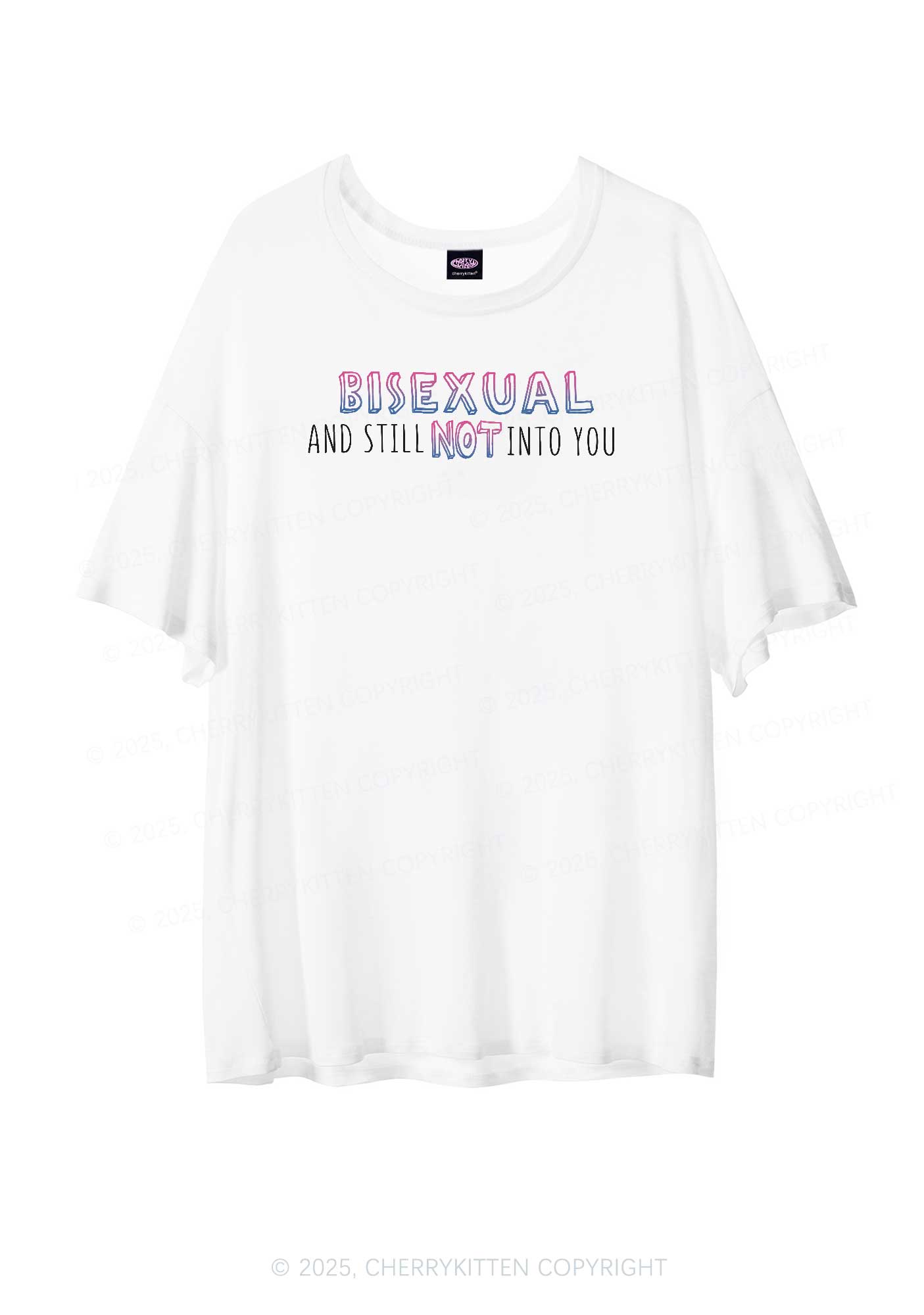 Bisexual And Still Not Into You Pride Y2K Sheer Boyfriend Tee Cherrykitten