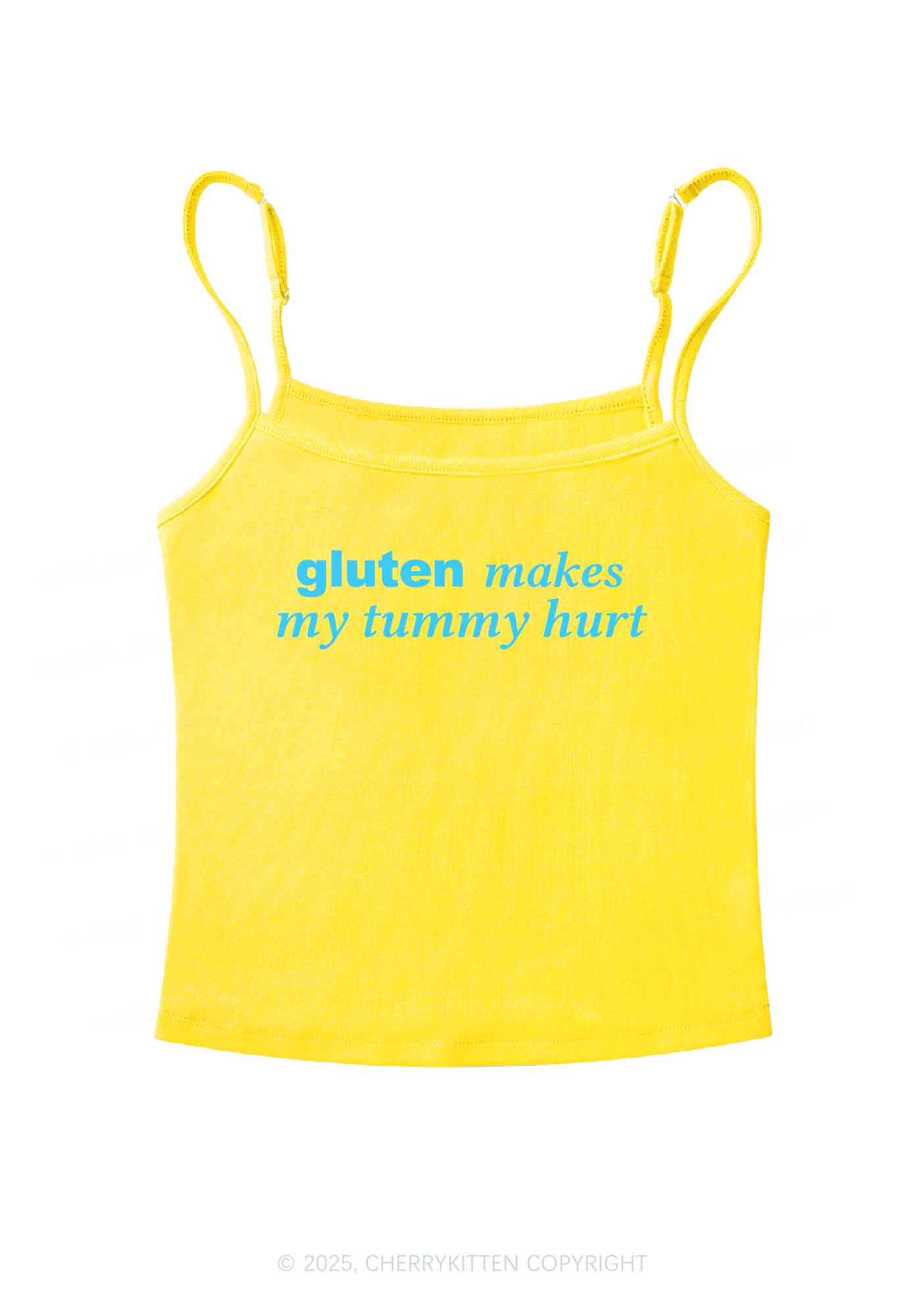 Gluten Makes Tummy Hurt Y2K Spaghetti Strap Cami Cherrykitten