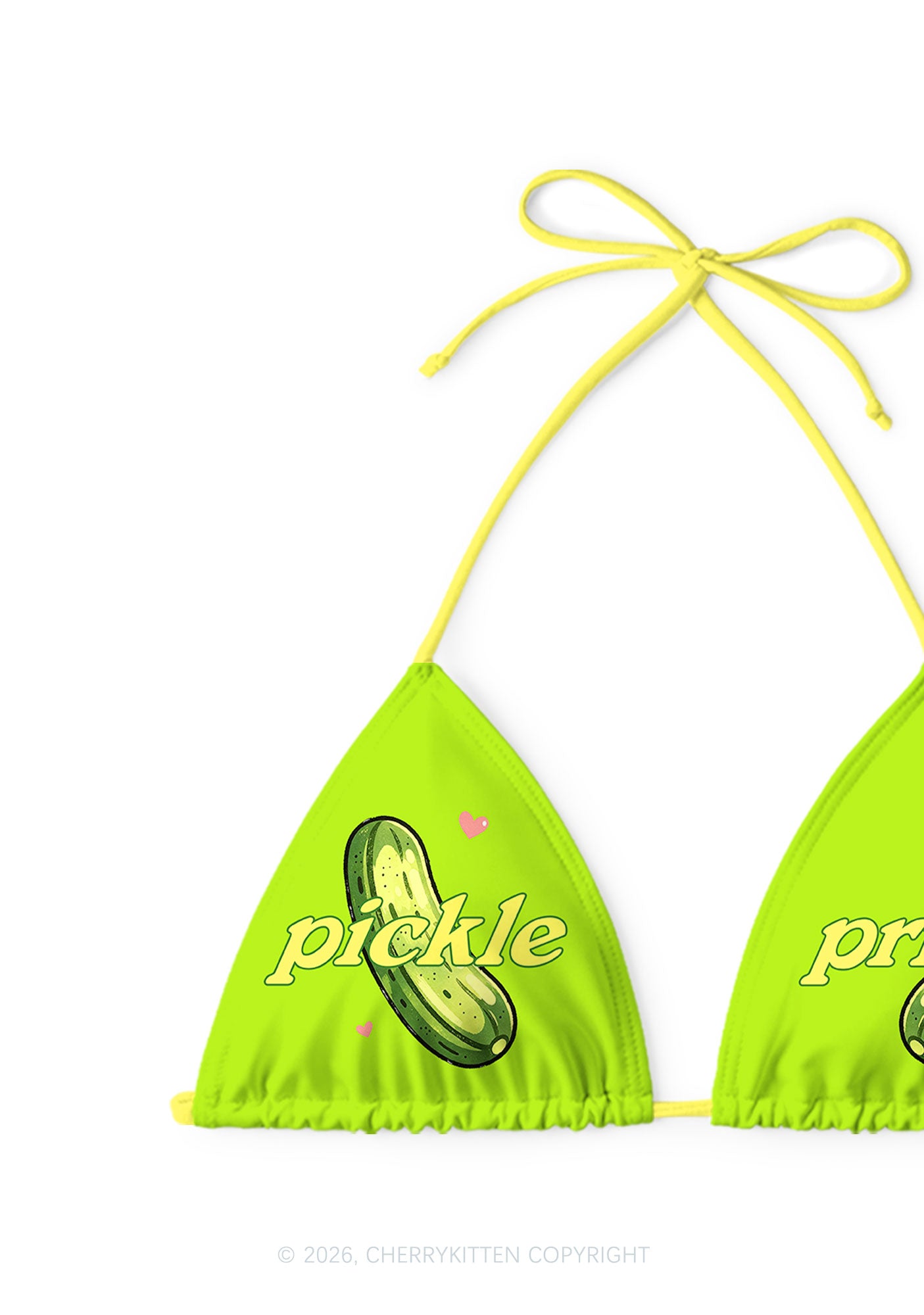 Green Pickle Princess Y2K Print Bikini Set Cherrykitten