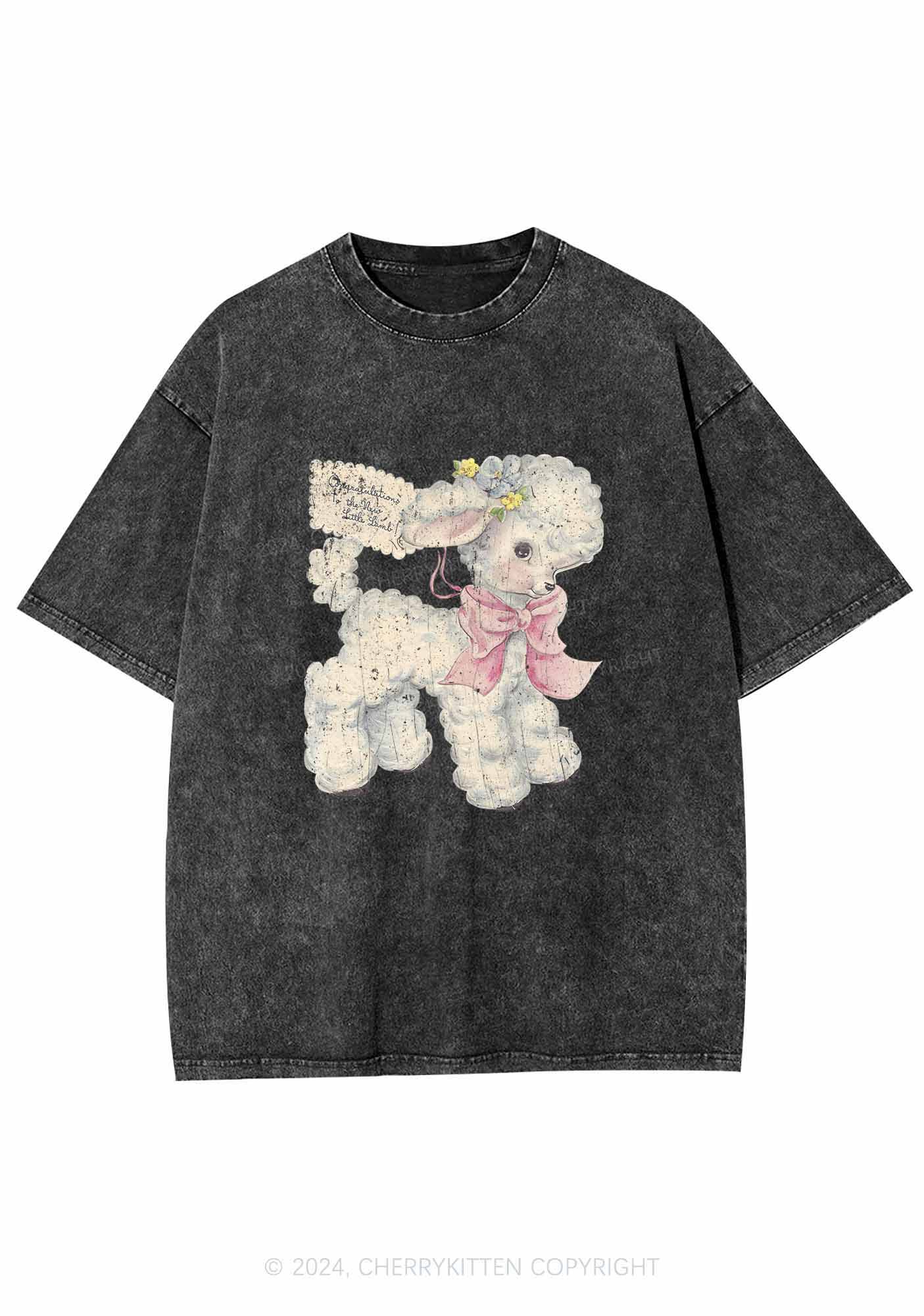 New Little Lamb Y2K Washed Tee Cherrykitten