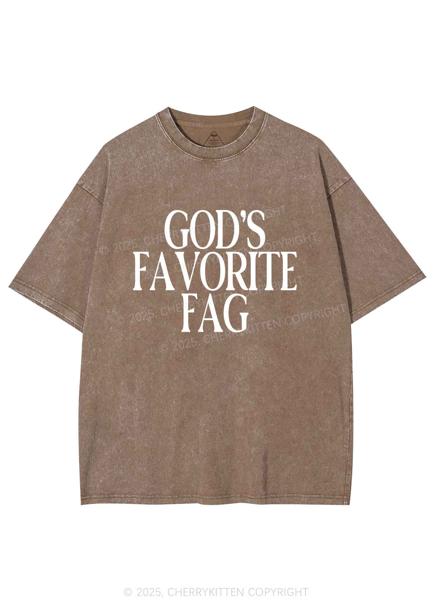 Gods Favorite Fag Pride Y2K Shirts Washed Tee Cherrykitten