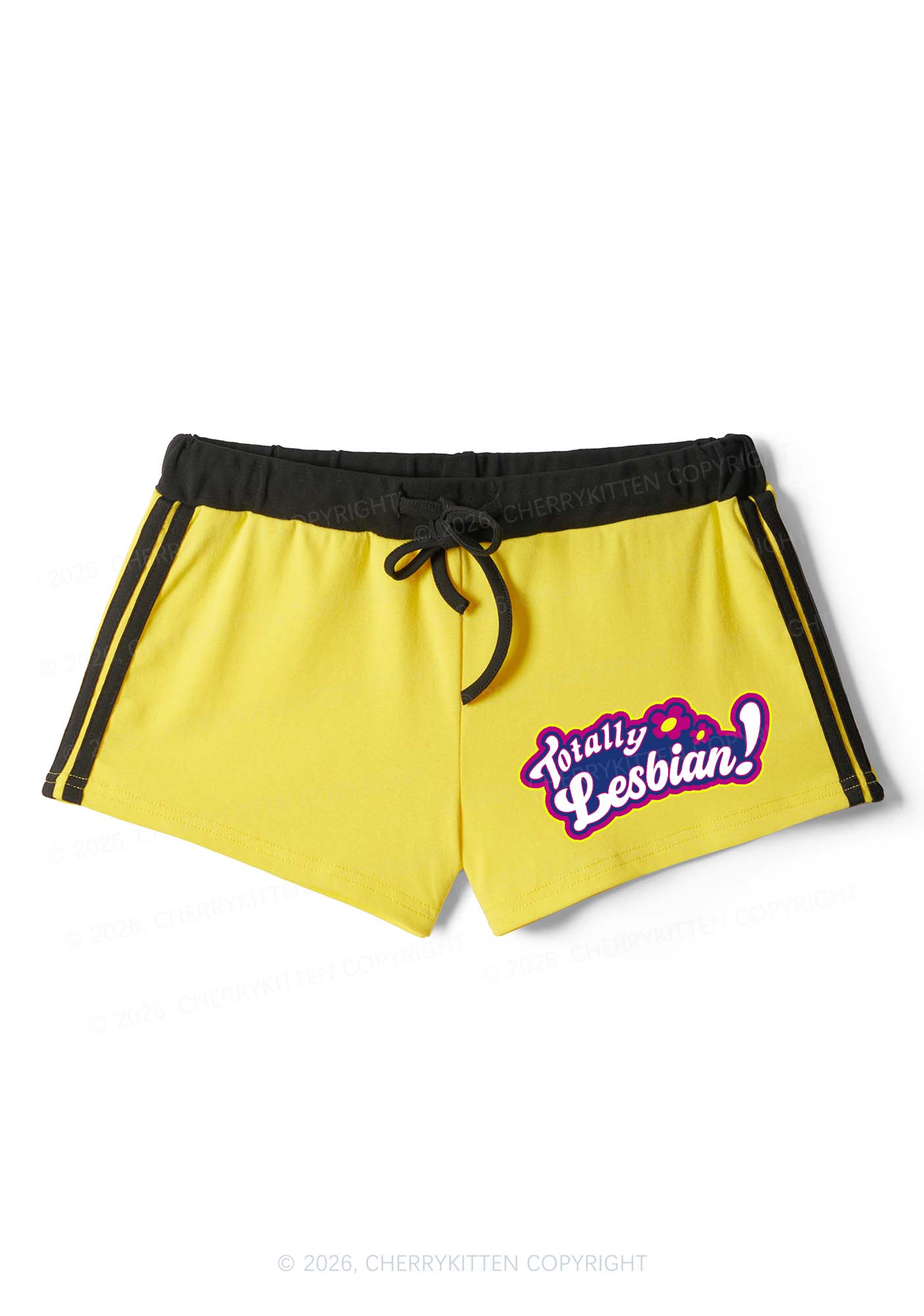 Totally Lesbian Pride Y2K Drawstring Mini Shorts Cherrykitten