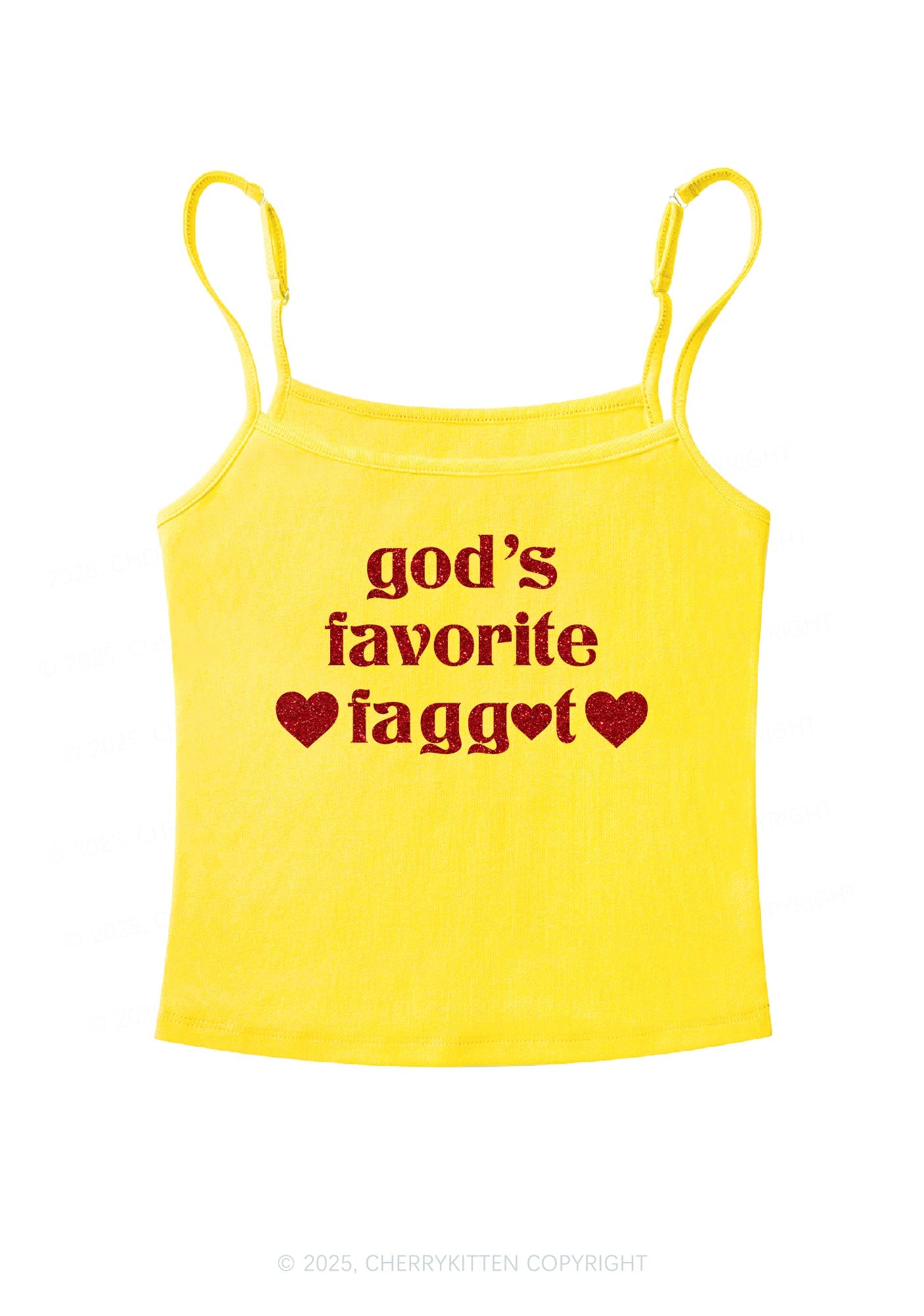 Glitter Gods Favorite Faggot Pride Y2K Spaghetti Strap Cami Cherrykitten