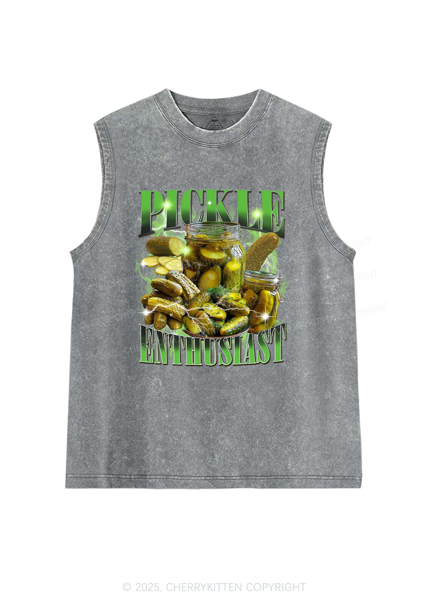 Pickle Enthusiast Y2K Washed Muscle Tank Cherrykitten