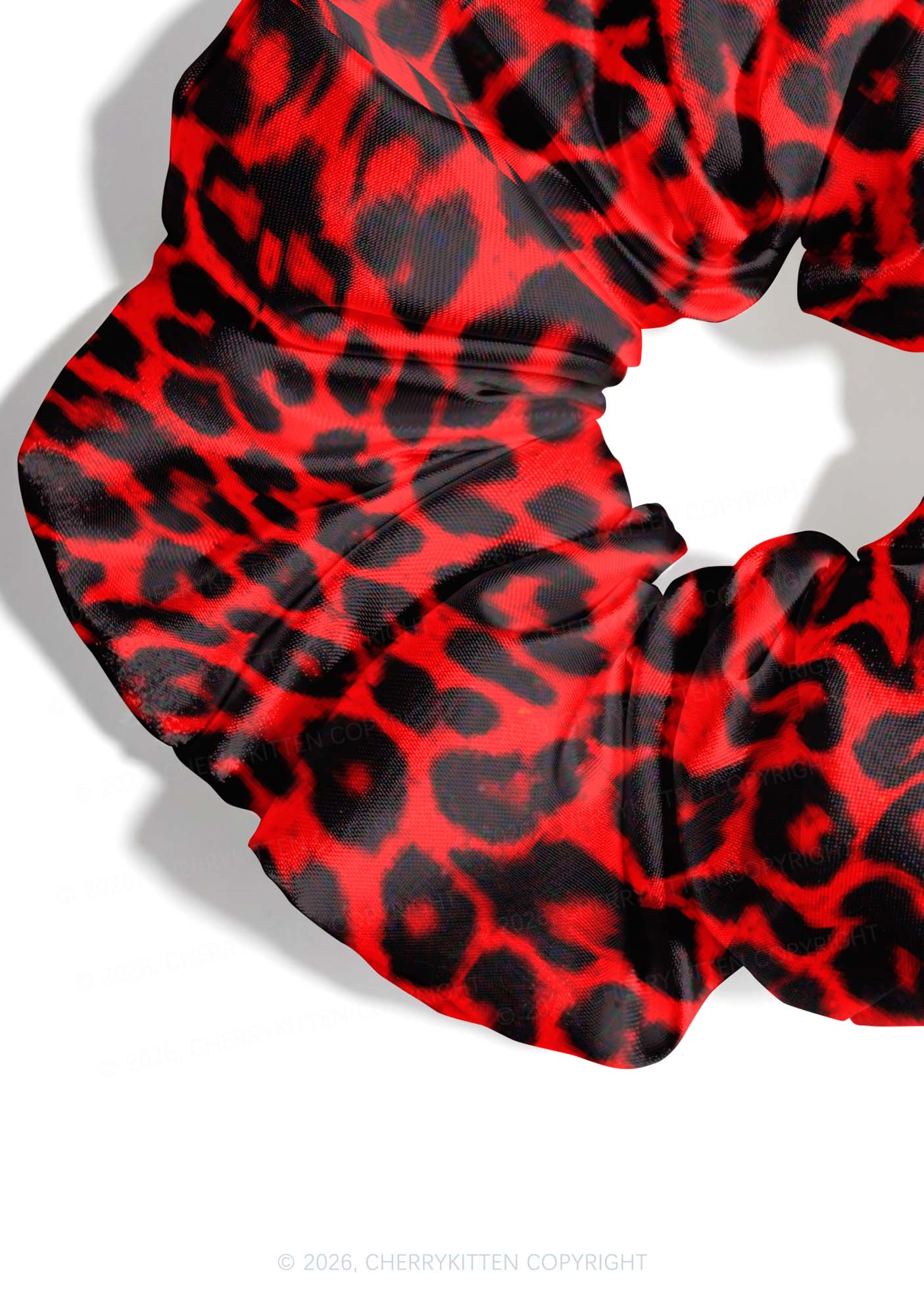 Bright Red Leopard Y2K Hair Scrunchie Cherrykitten