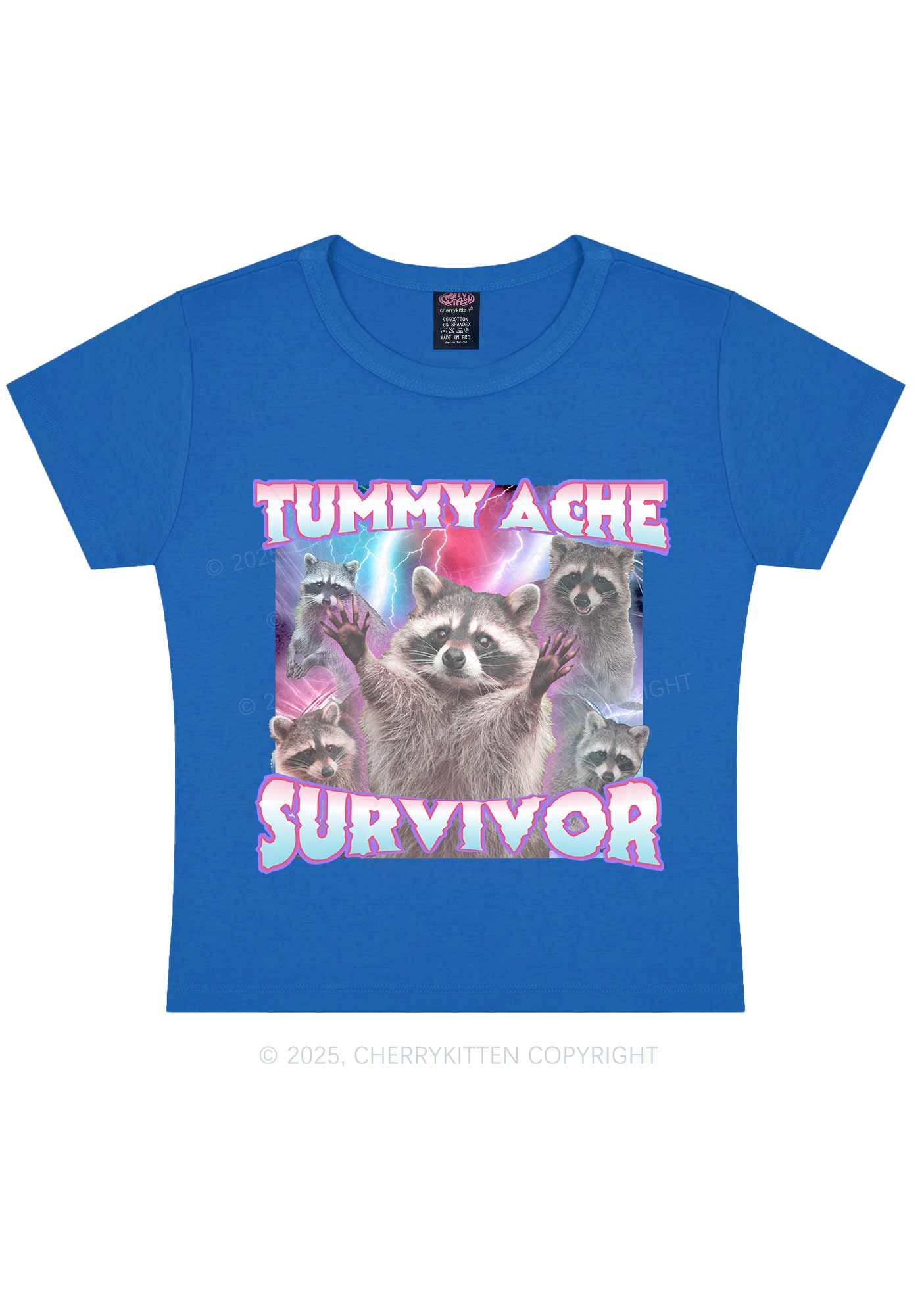 Tummy Ache Survivor Raccoon Y2K Baby Tee Cherrykitten