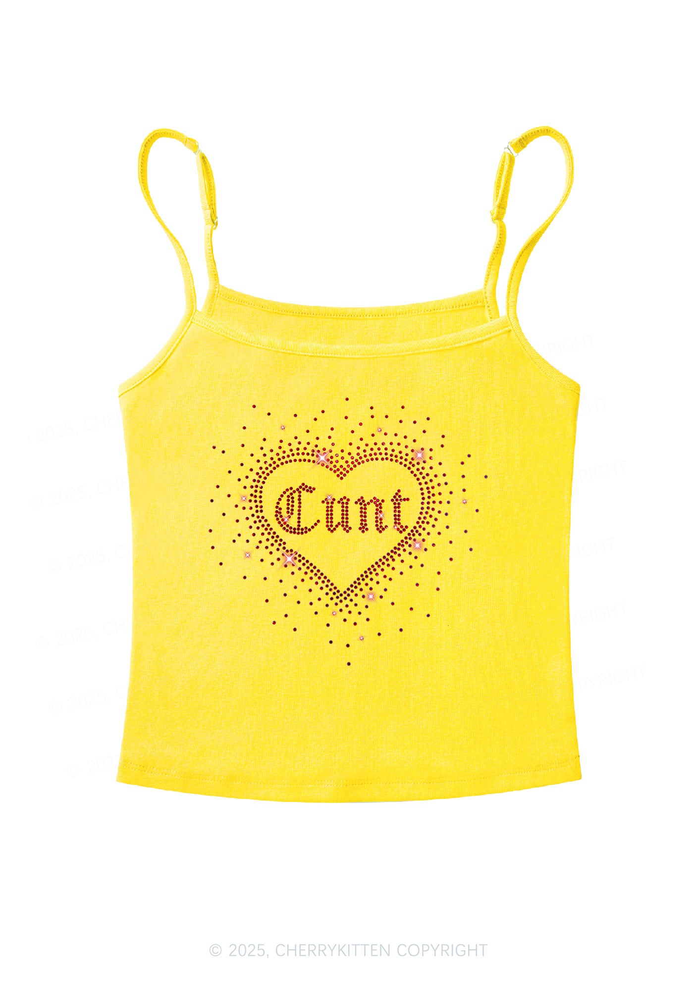 Rhinestone Love Cxxt Y2K Spaghetti Strap Cami Cherrykitten