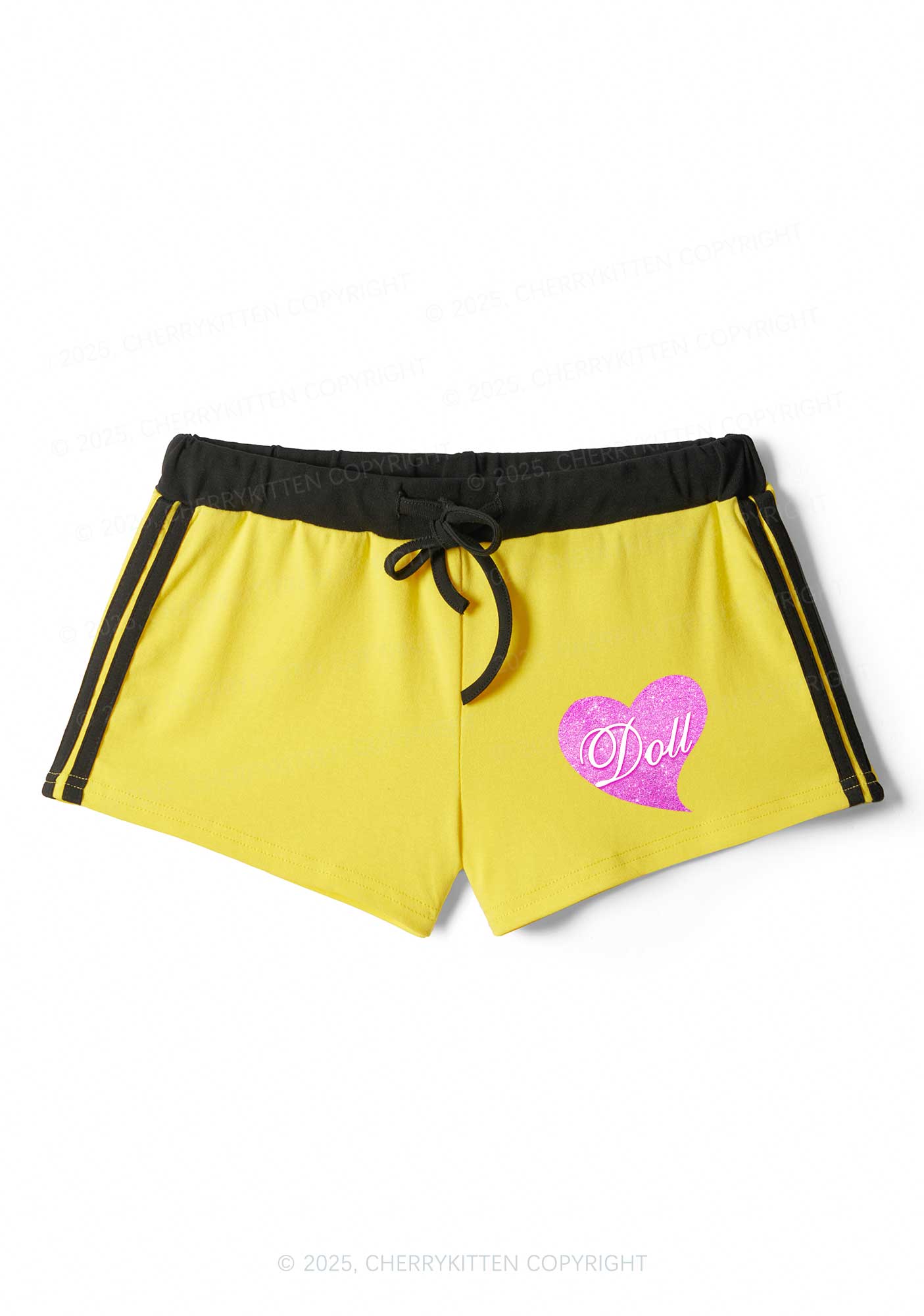 Glitter Heart Doll Y2K Drawstring Mini Shorts Cherrykitten