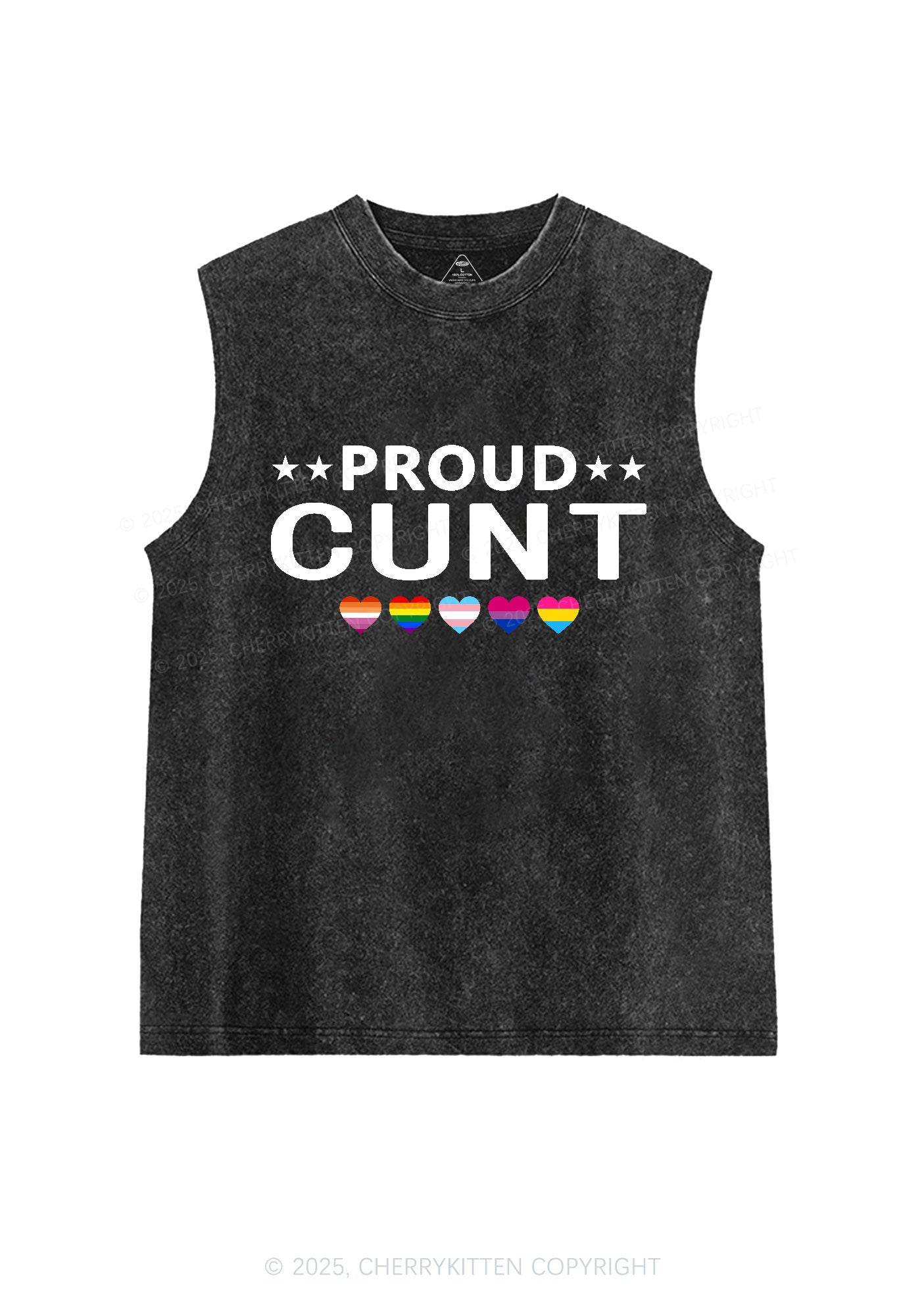 Proud Cxxt Pride Y2K Washed Muscle Tank Cherrykitten