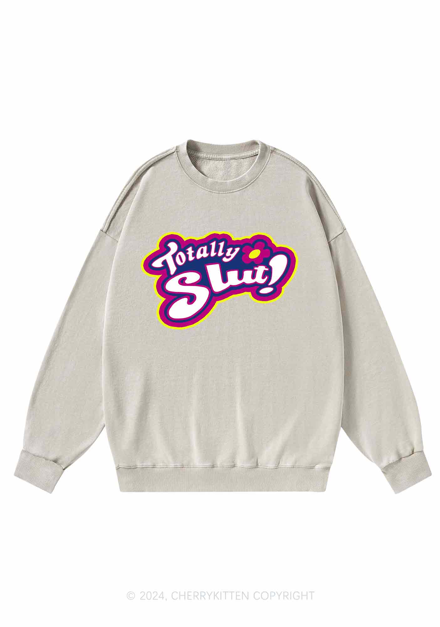 Totally Slxt Y2K Washed Sweatshirts Cherrykitten