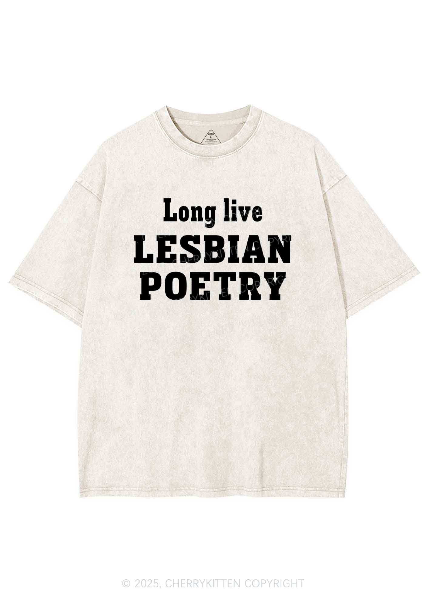 Lesbian Poetry Pride Y2K Shirts Washed Tee Cherrykitten