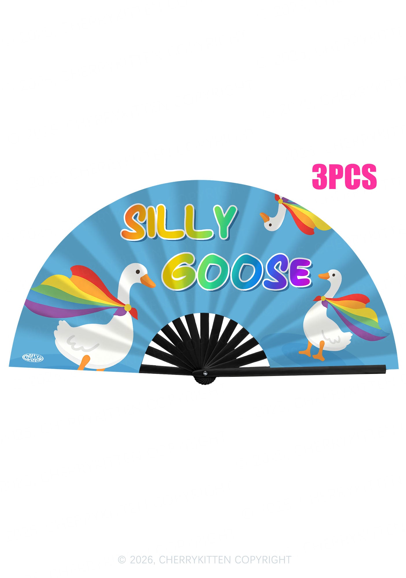 Silly Goose Pride Y2K Rave Hand Fan Cherrykitten