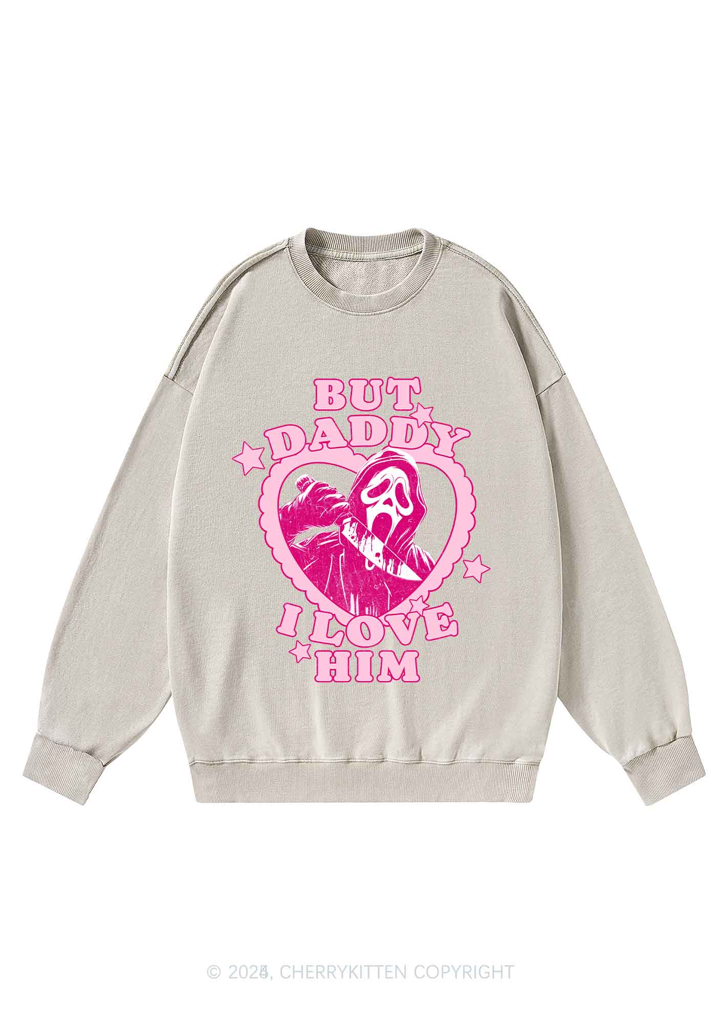 Halloween Daddy Love Horror Y2K Washed Sweatshirts Cherrykitten