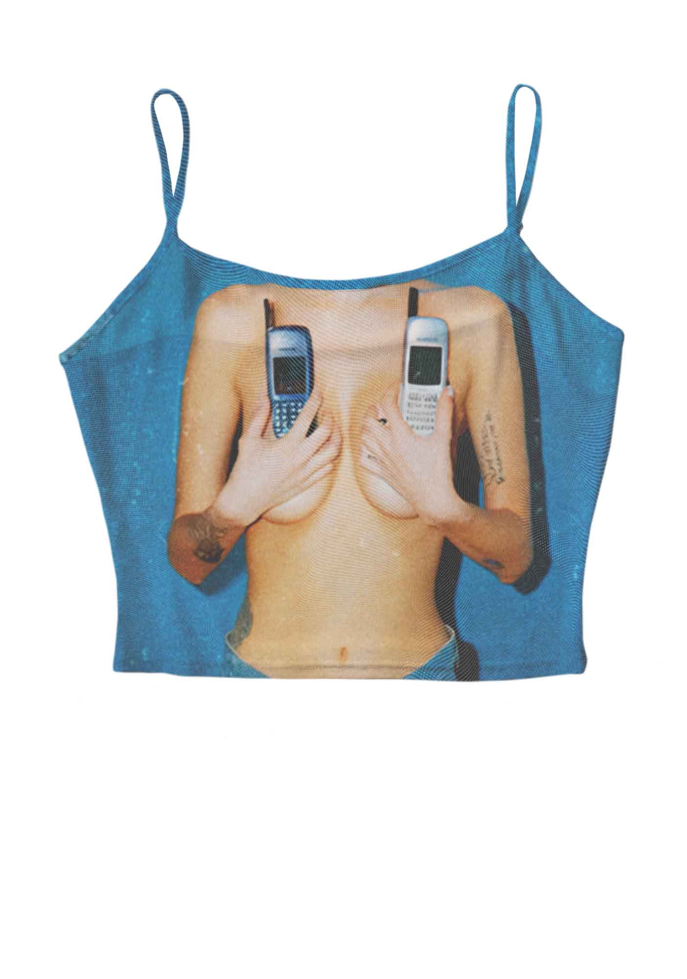 Phone Txts Y2K Mesh Cami Tank Cherrykitten