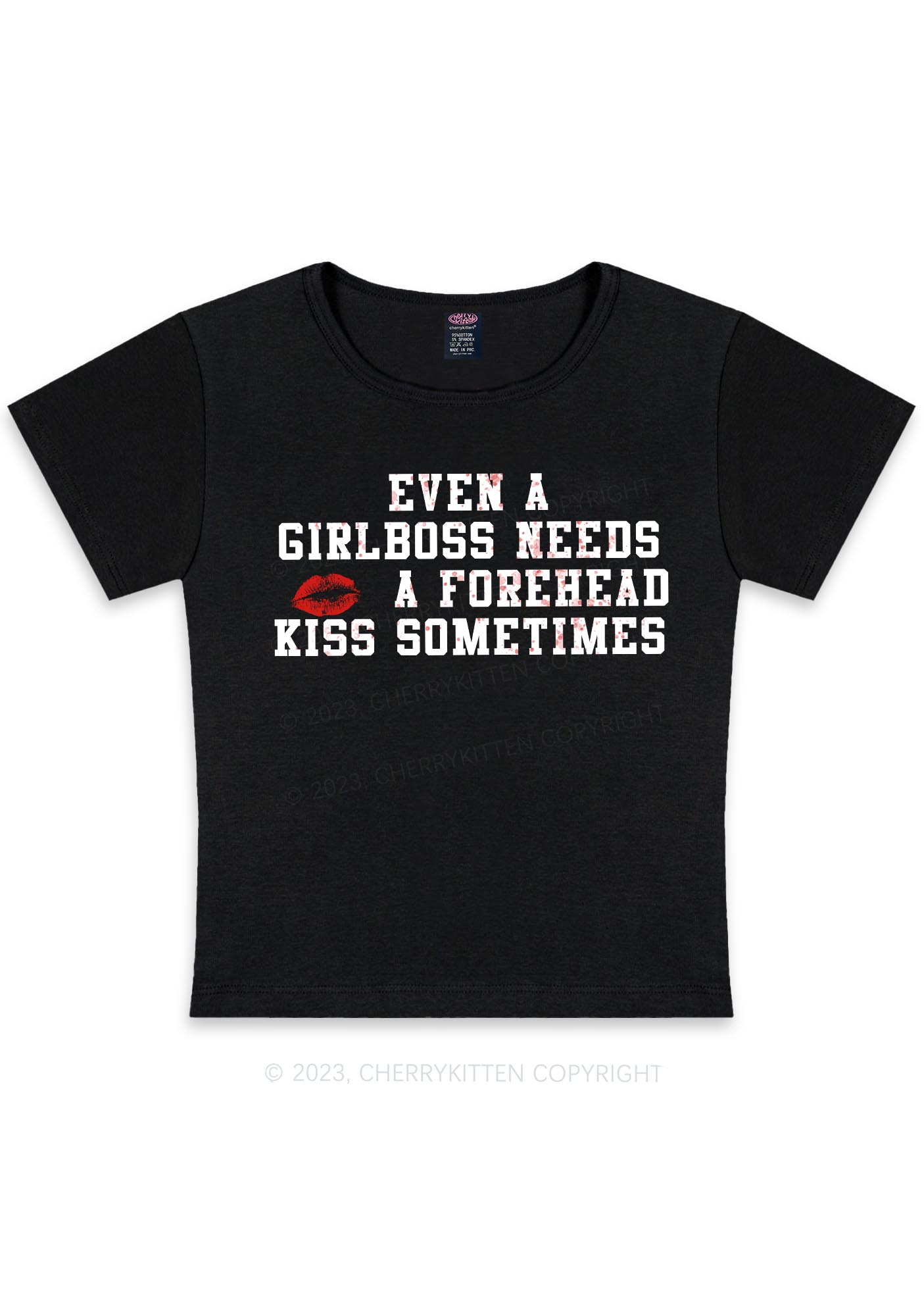 Girlboss Needs A Kiss Y2K Baby Tee Cherrykitten