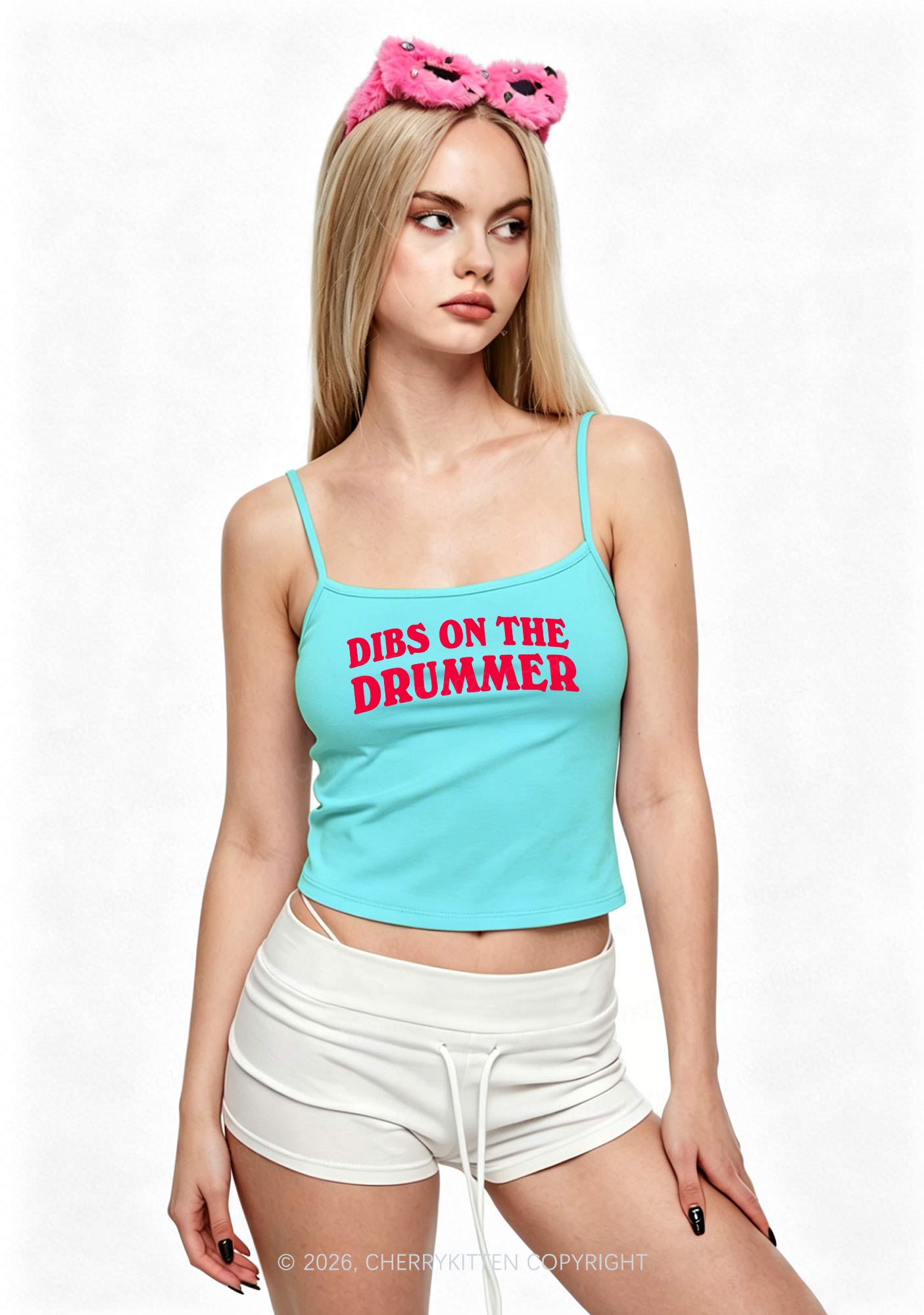 Dibs On Drummer Y2K Spaghetti Strap Cami Cherrykitten