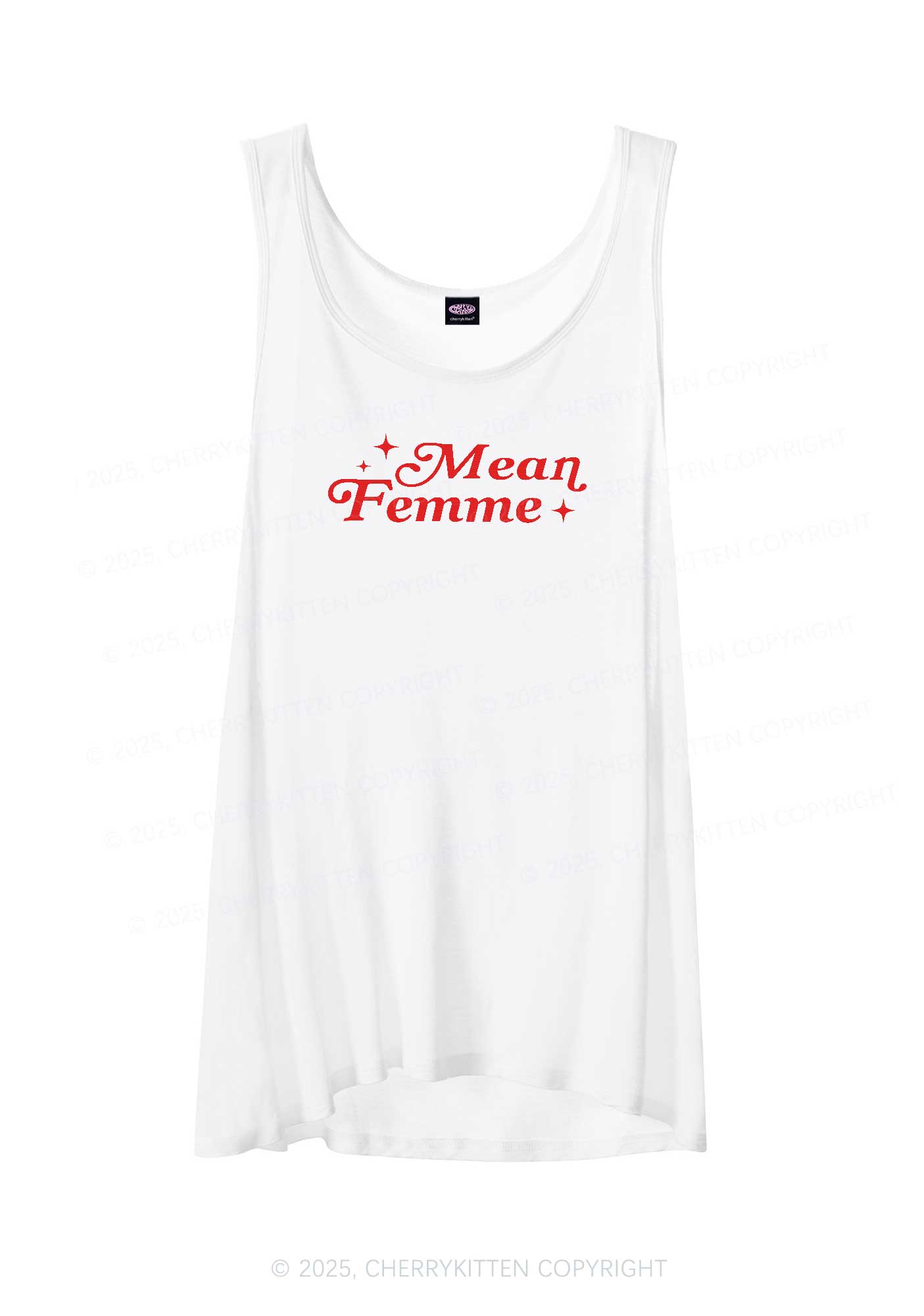 Mean Femme Pride Y2K Sheer Boyfriend Tank Cherrykitten