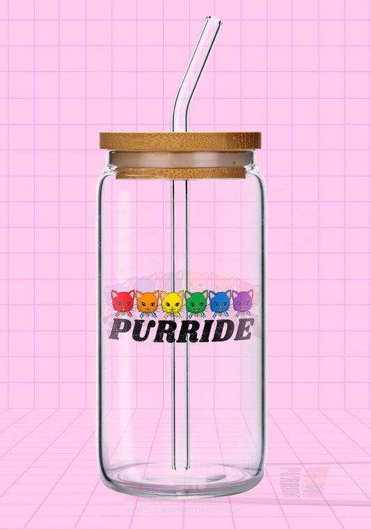 Purride Cat Pride Y2K Printed Glass Cup Cherrykitte